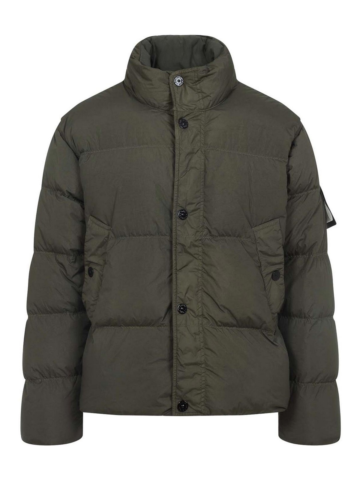 Stone Island Wind Resistant Crinkled Effect Down Jacket Clothing In Green
