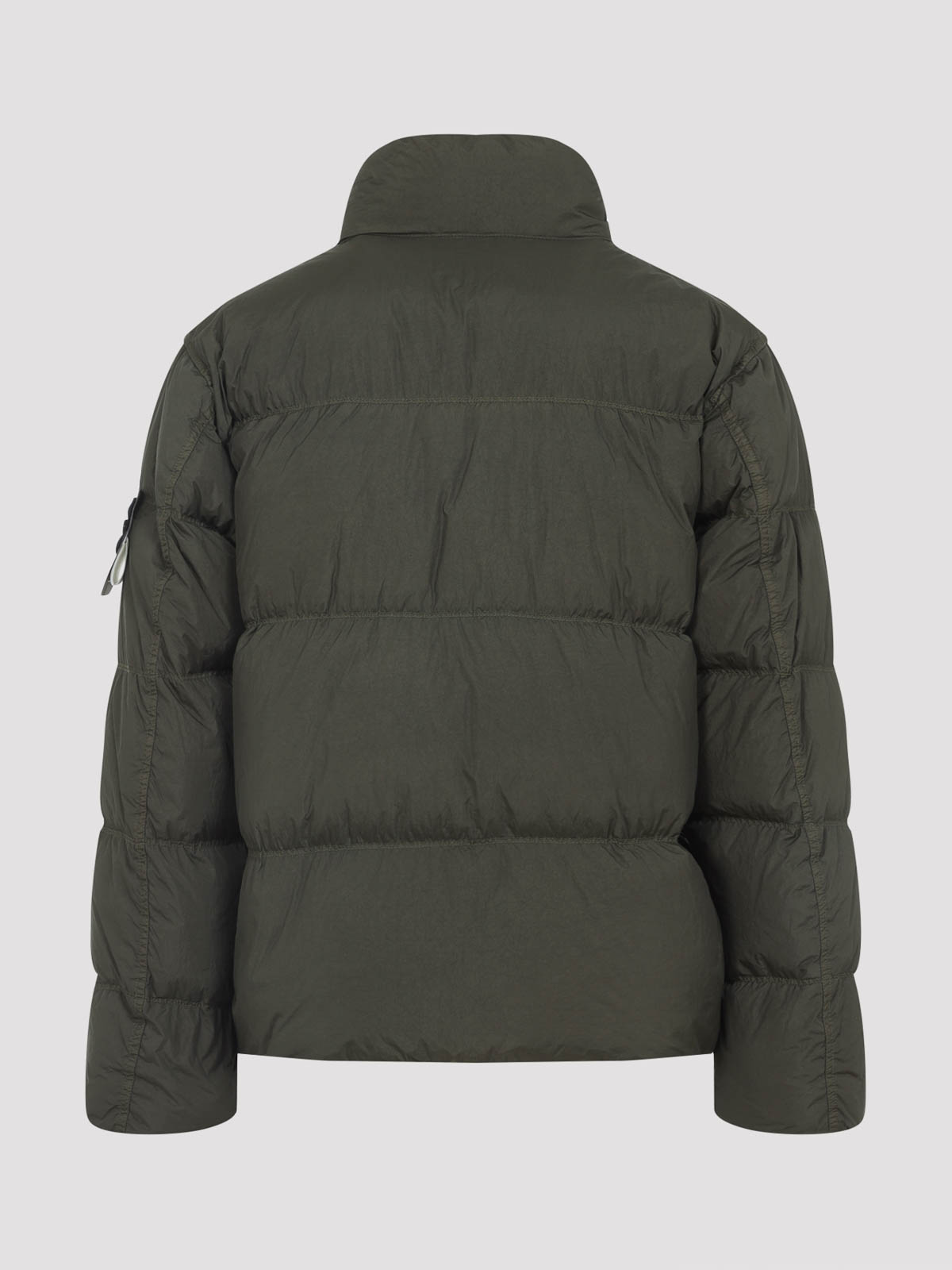 Stone Island Wind Resistant Crinkled Effect Down Jacket Clothing In Green