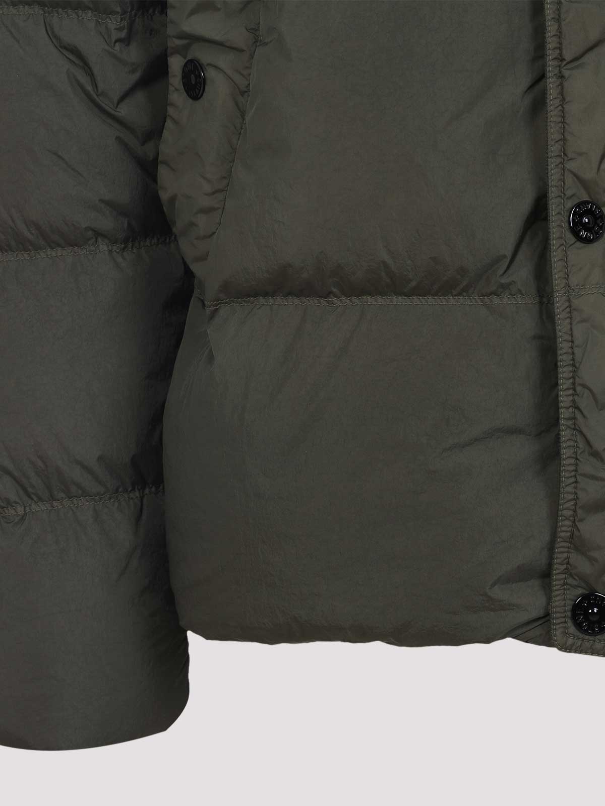 Stone Island Wind Resistant Crinkled Effect Down Jacket Clothing In Green