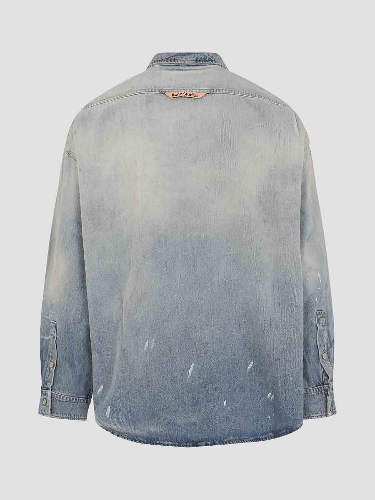 Acne Studios Distressed Denim Shirt In Blue