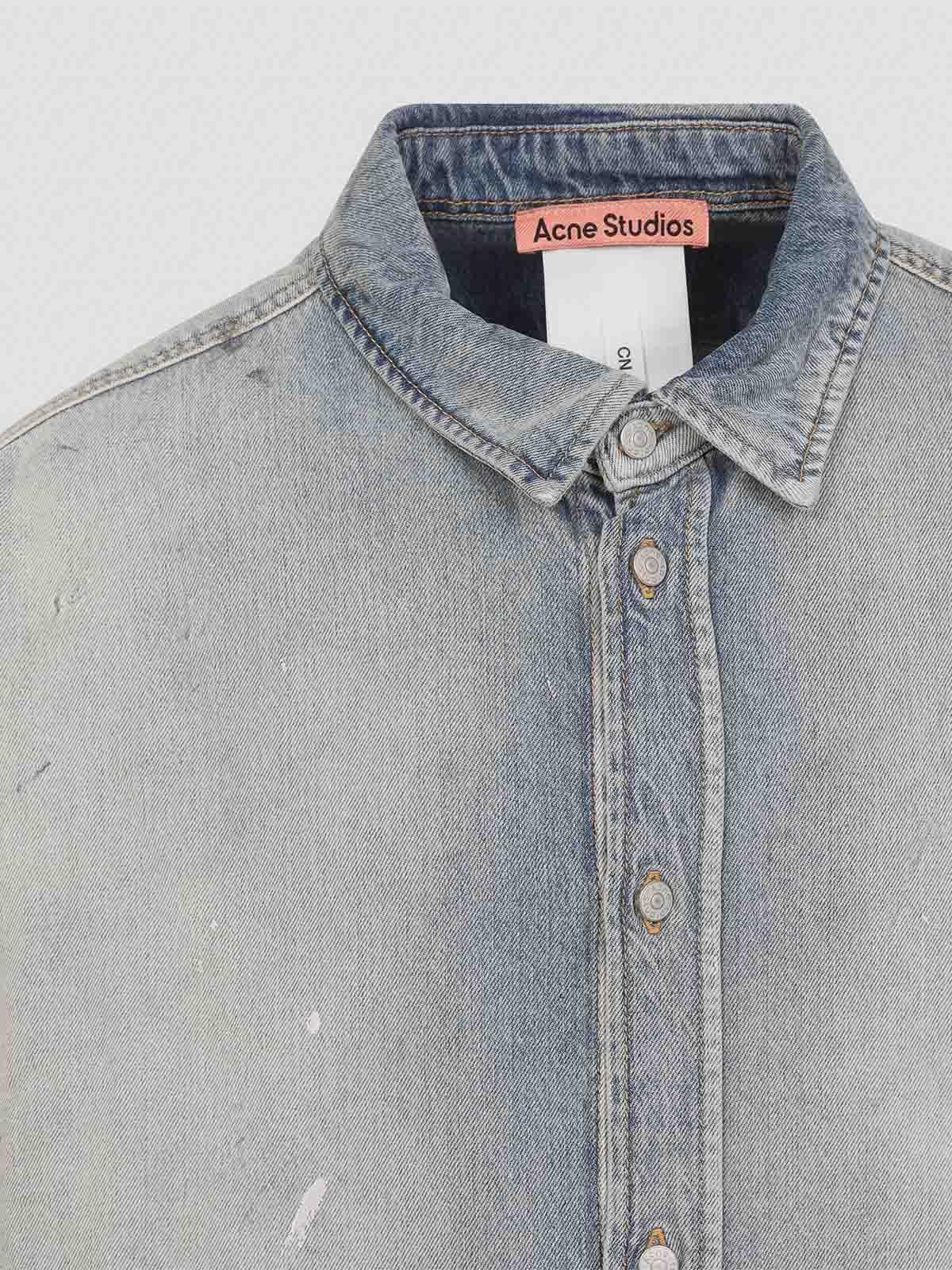 Acne Studios Distressed Denim Shirt In Blue