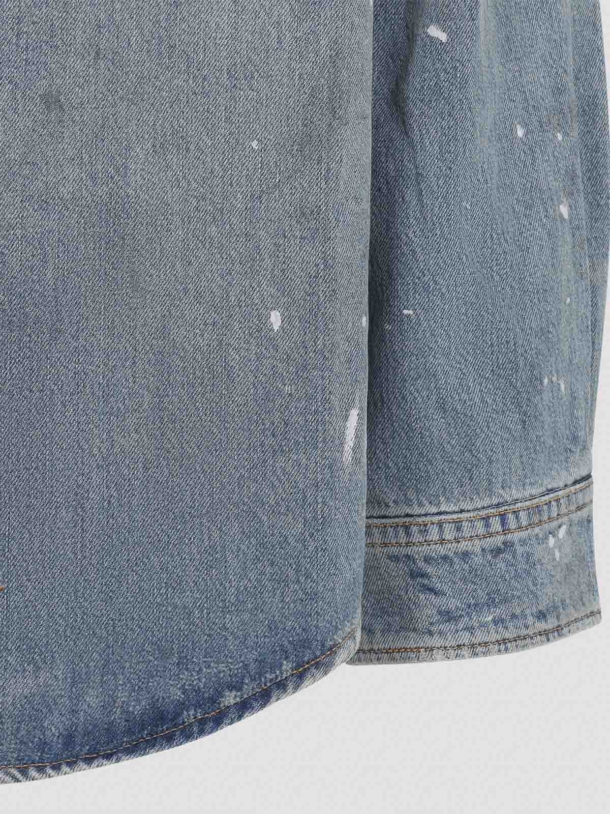 Acne Studios Distressed Denim Shirt In Blue