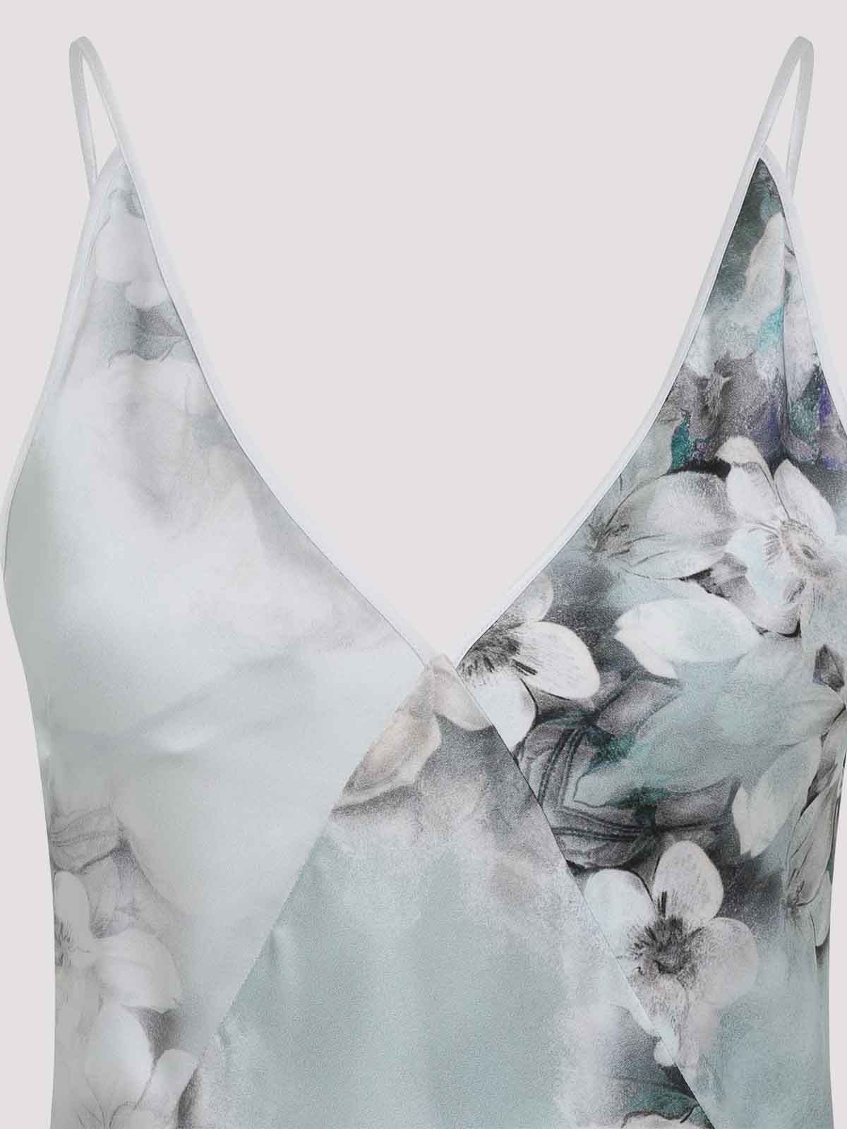 Alberta Ferretti Floral Print Maxi Dress With V-neckline In Gray