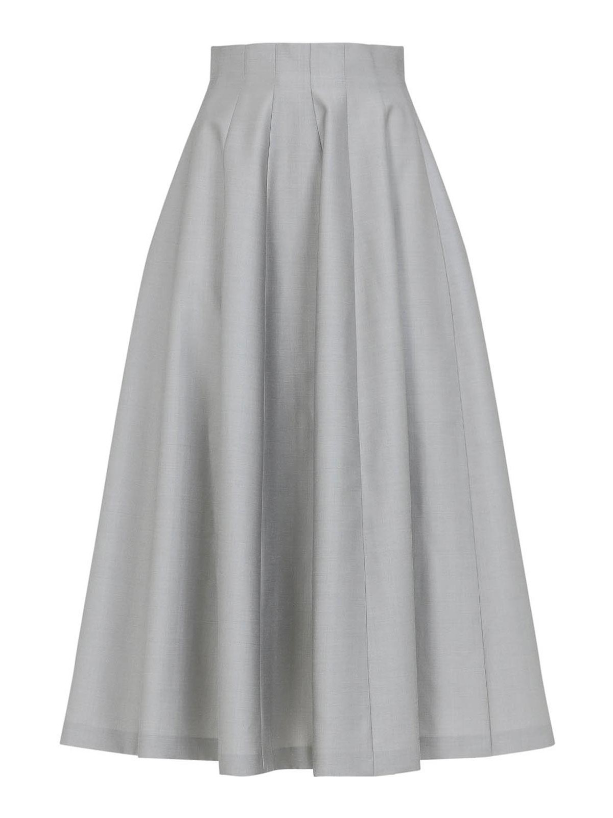 Alberta Ferretti High-waisted Midi Skirt With Structured Pleats In Gray