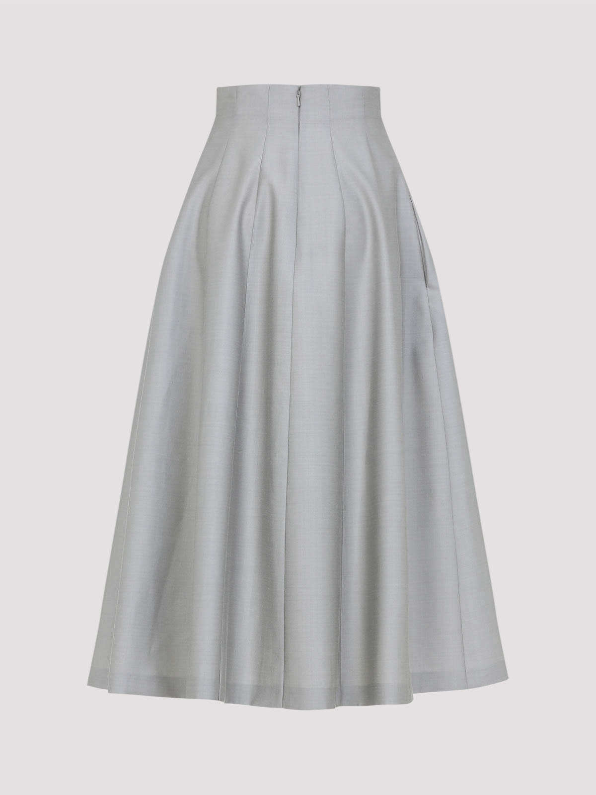 Alberta Ferretti High-waisted Midi Skirt With Structured Pleats In Gray