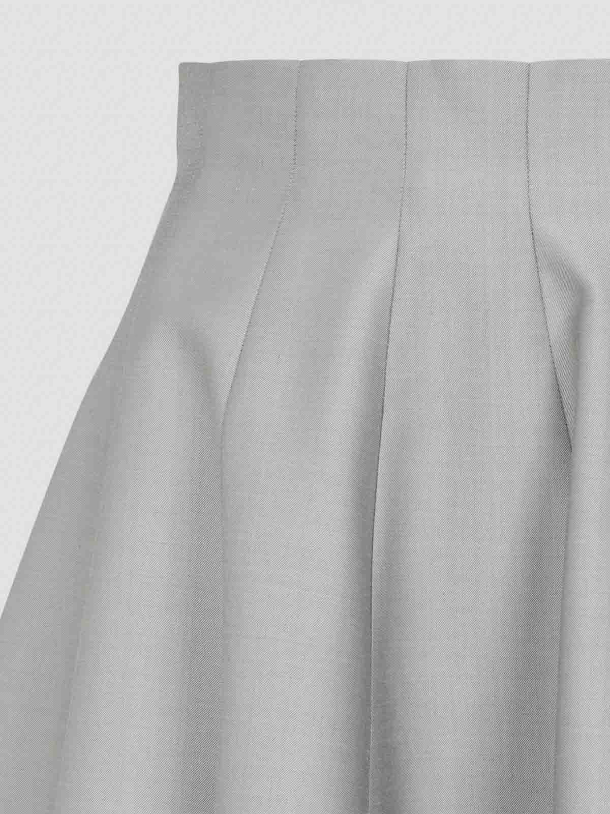 Alberta Ferretti High-waisted Midi Skirt With Structured Pleats In Gray