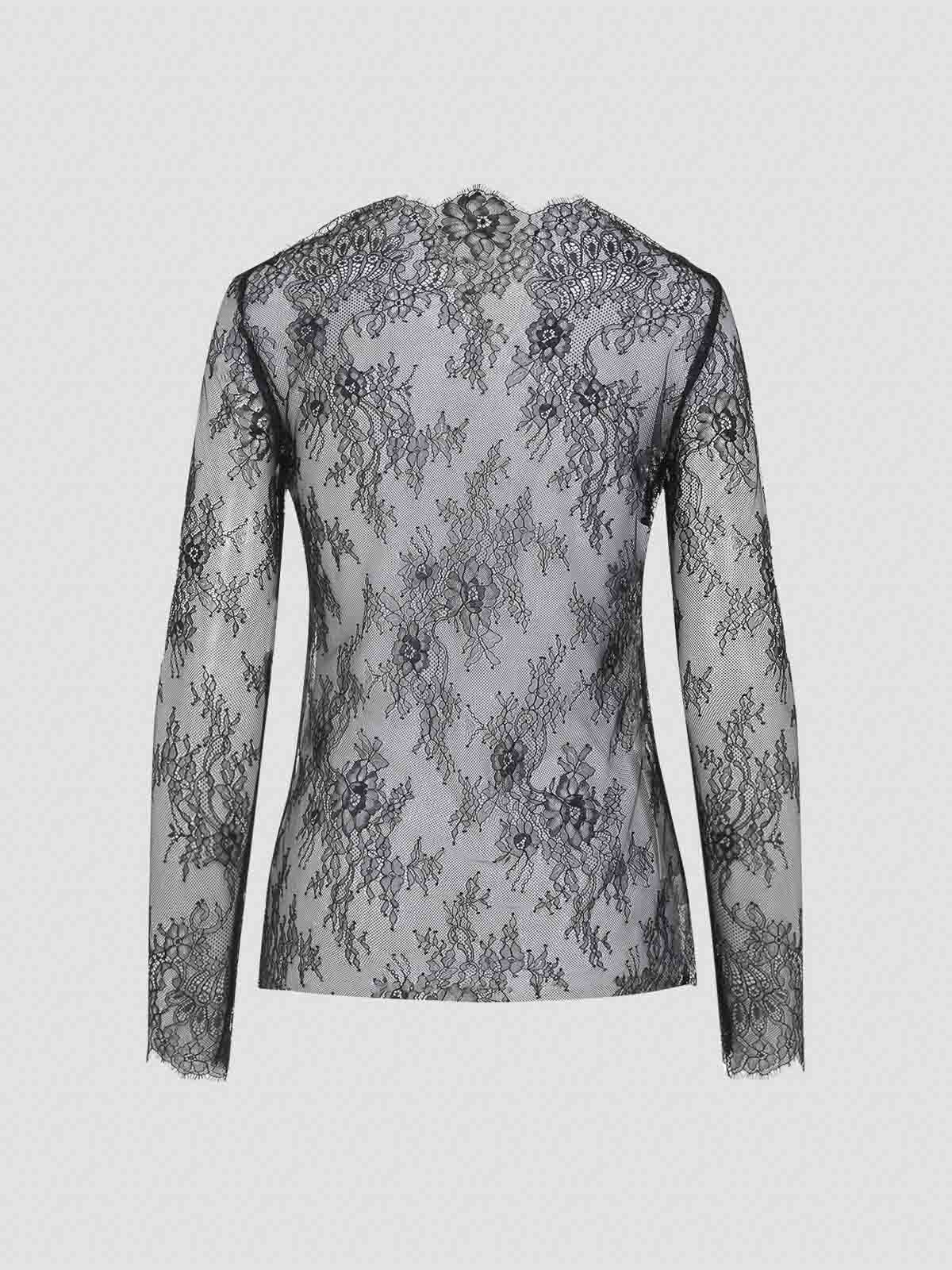 Alberta Ferretti Alberta Ferreti Lace Ls T-shirt In Gray