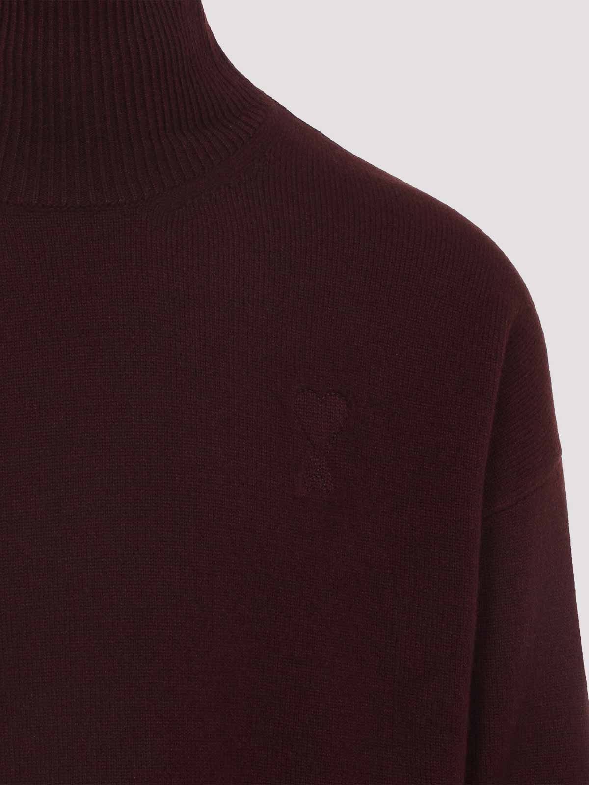 Ami Alexandre Mattiussi Ami Paris Tyrian Purple Wool Blend Oversize Sweater In Burgundy