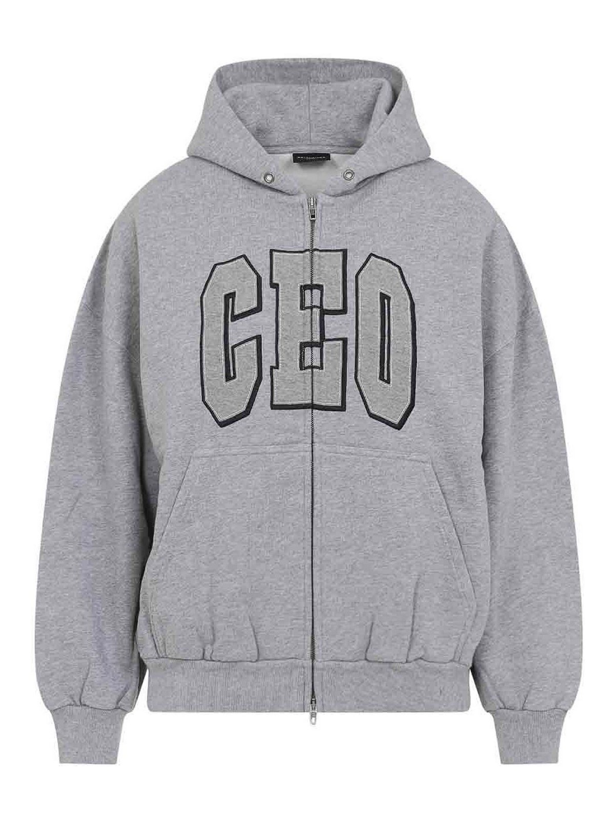Balenciaga Small Fit Zip-up Sweatshirt In Gray