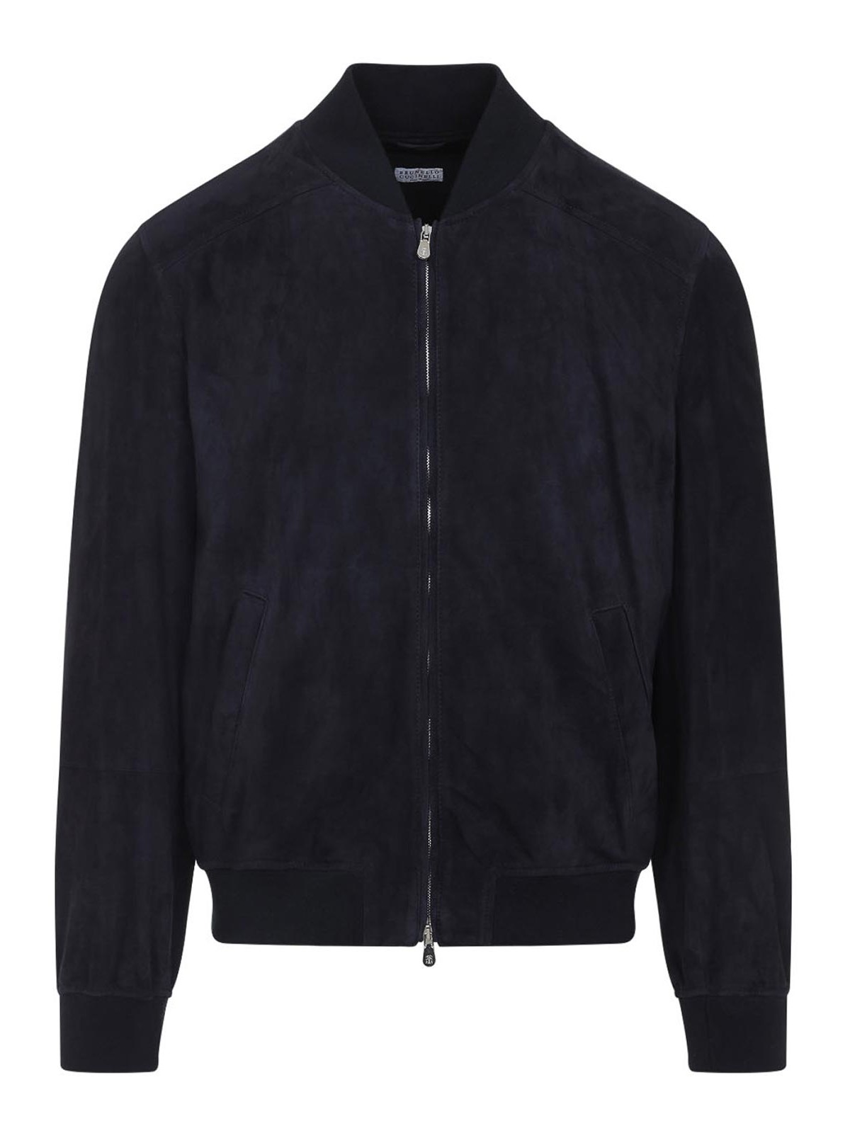 Brunello Cucinelli Ribbed Edges Suede Leather Jacket In Black