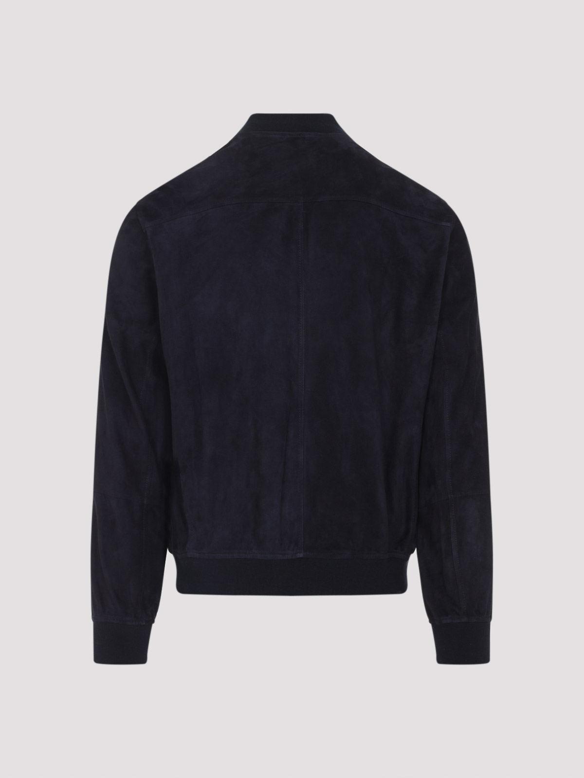 Brunello Cucinelli Ribbed Edges Suede Leather Jacket In Black