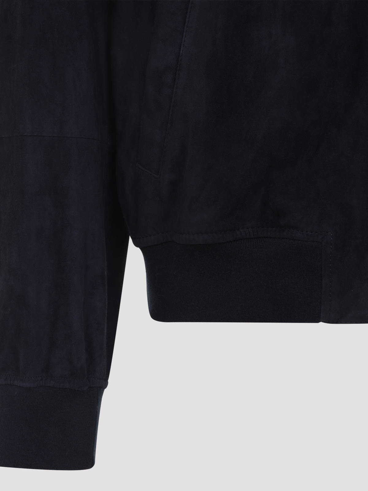 Brunello Cucinelli Ribbed Edges Suede Leather Jacket In Black