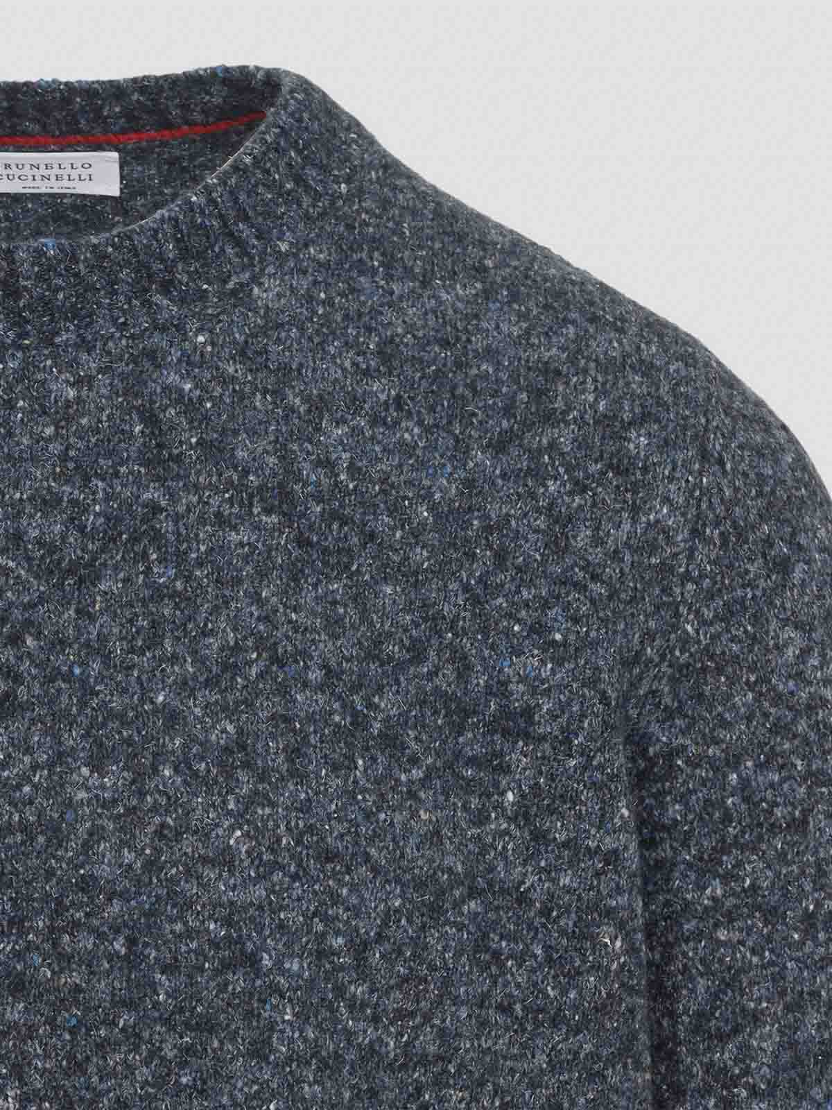 Brunello Cucinelli Alpaca Wool Silk Blend Pullover In Blue
