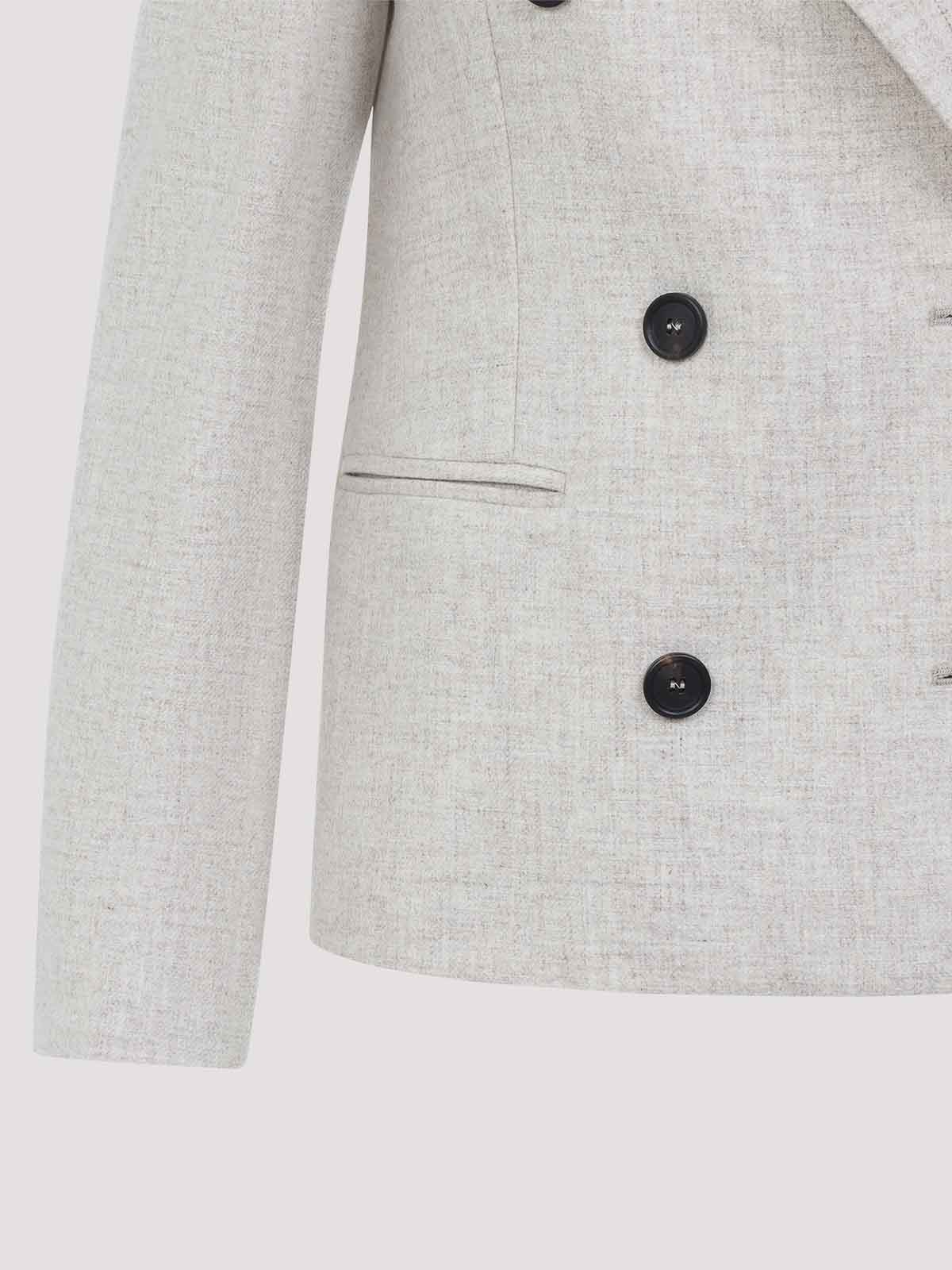Brunello Cucinelli Double Breasted Wool And Cashmere Jacket In Gray