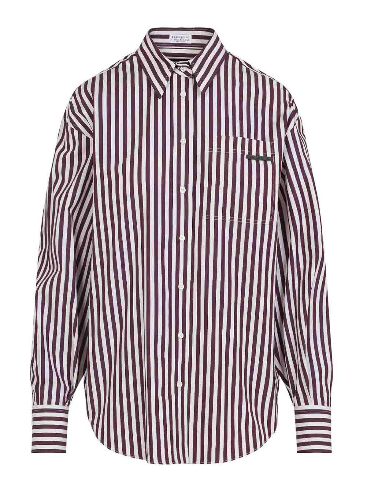 Brunello Cucinelli Striped Shirt In Pink