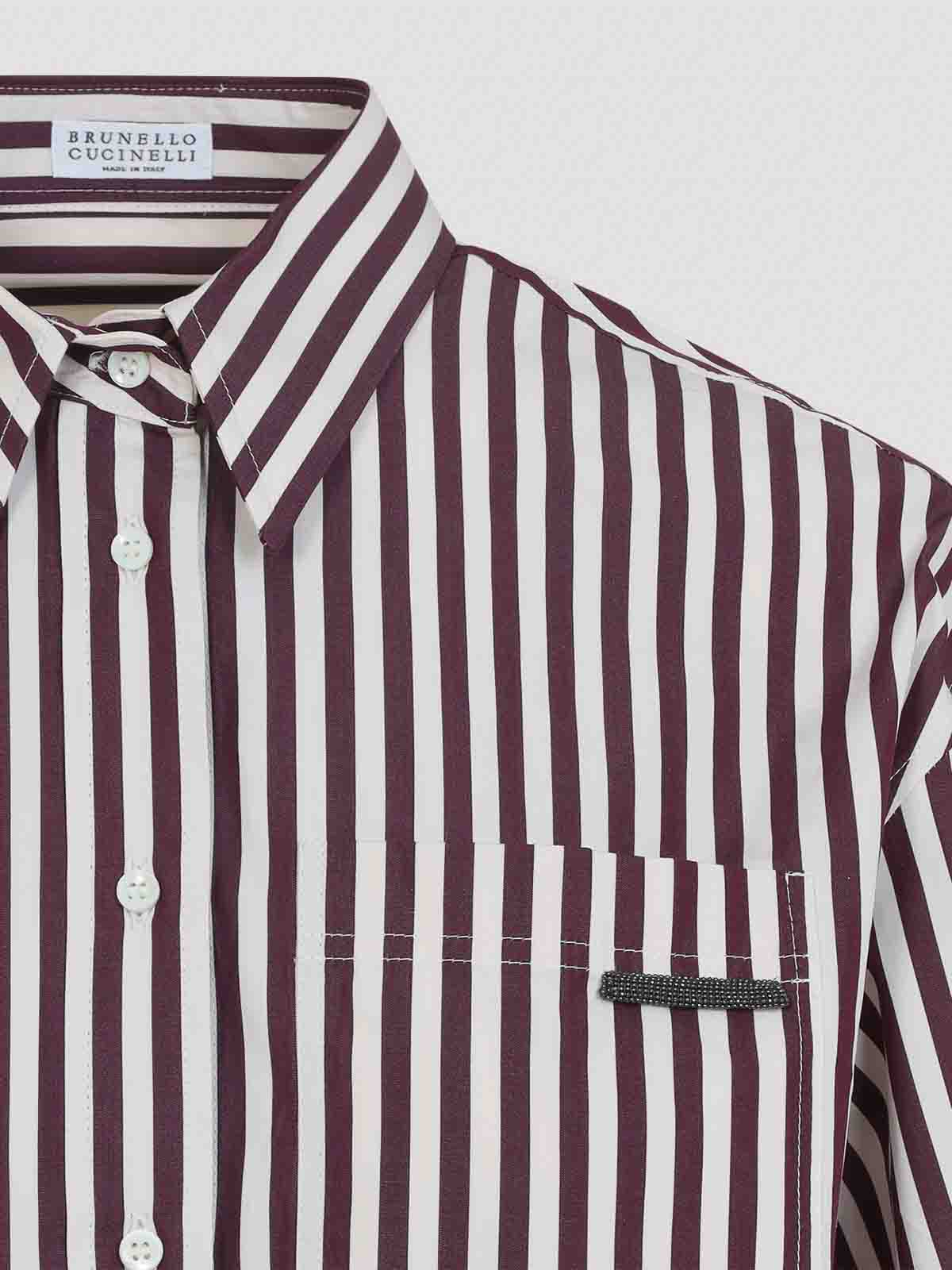 Brunello Cucinelli Striped Shirt In Pink