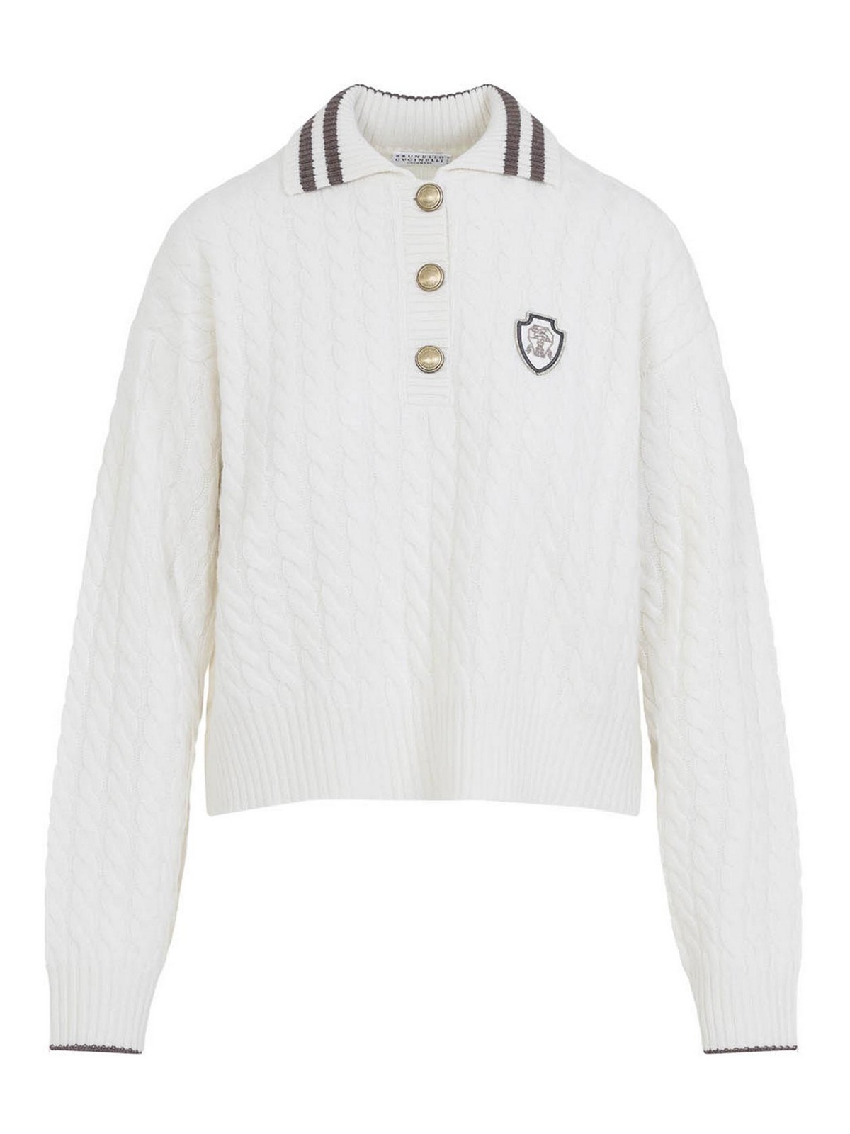 Brunello Cucinelli Sport Club Pullover With White Cashmere In White