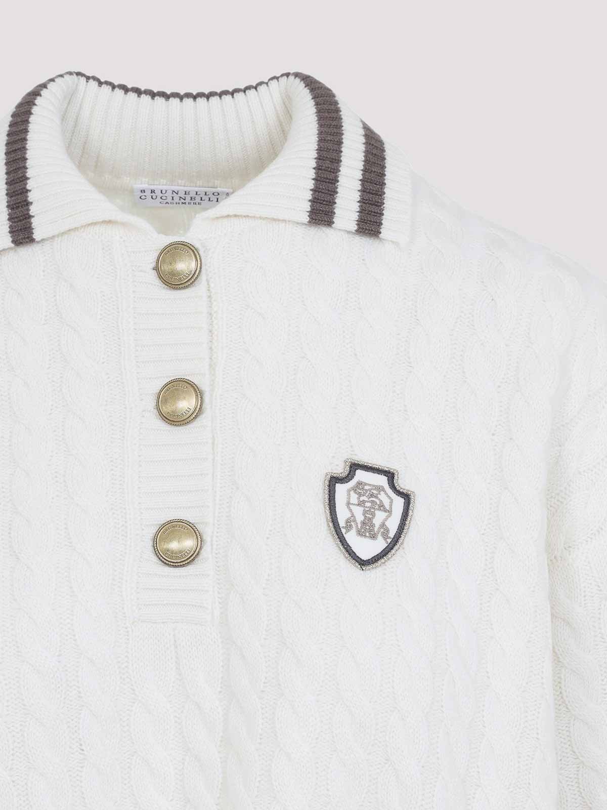 Brunello Cucinelli Sport Club Pullover With White Cashmere In White