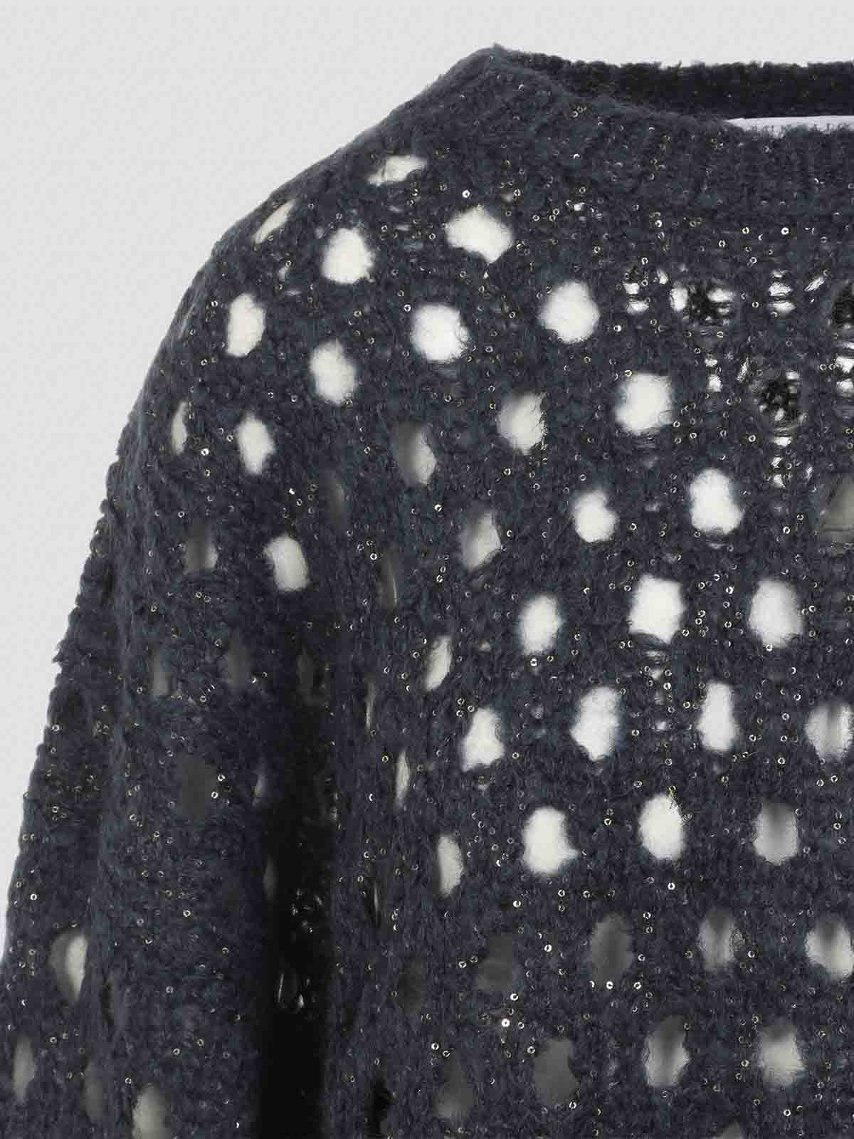 Brunello Cucinelli Metallic Crewneck Knitwear Sheer Texture In Blue