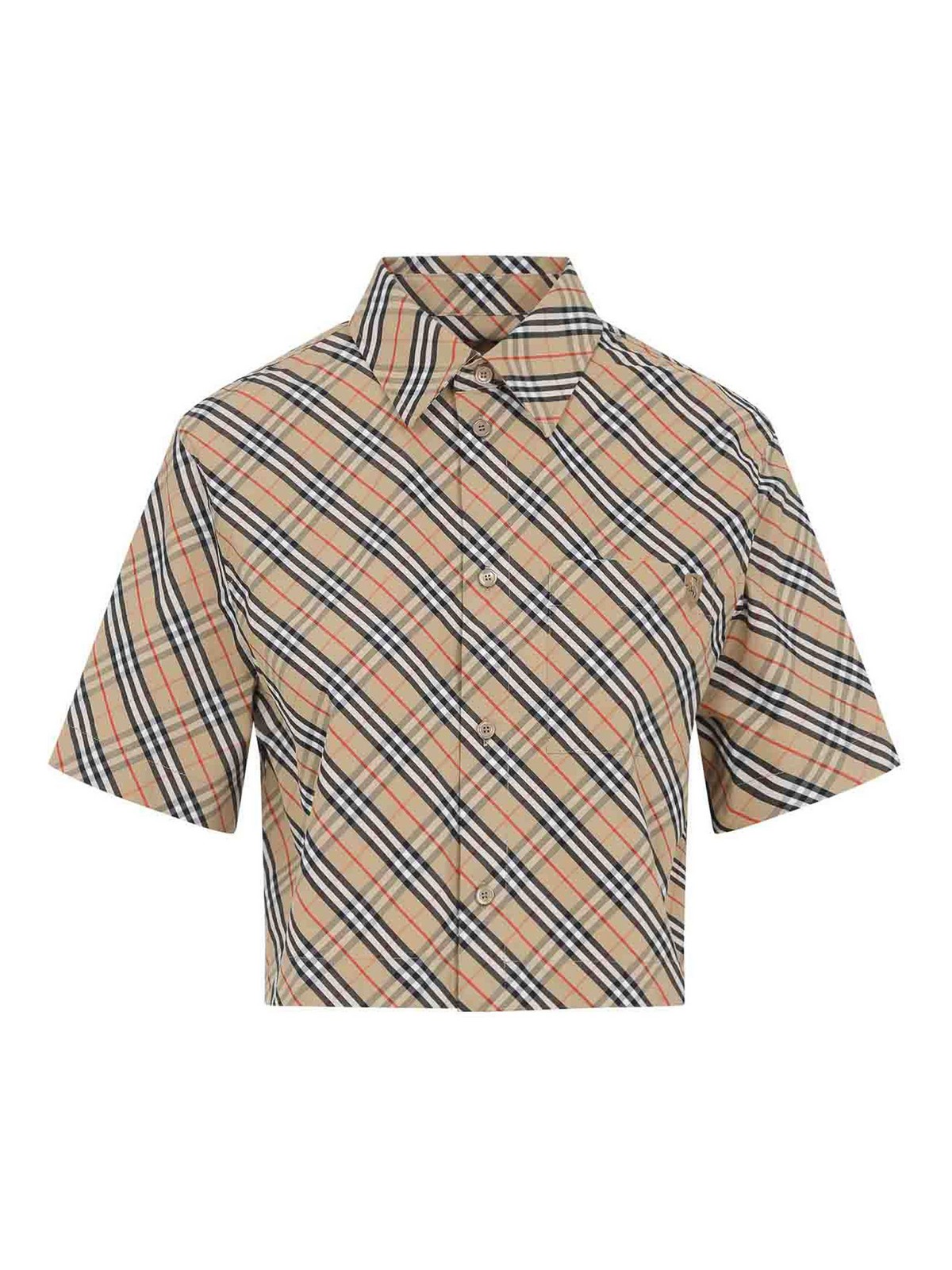 Burberry Vintage Check Cropped Shirt In Brown