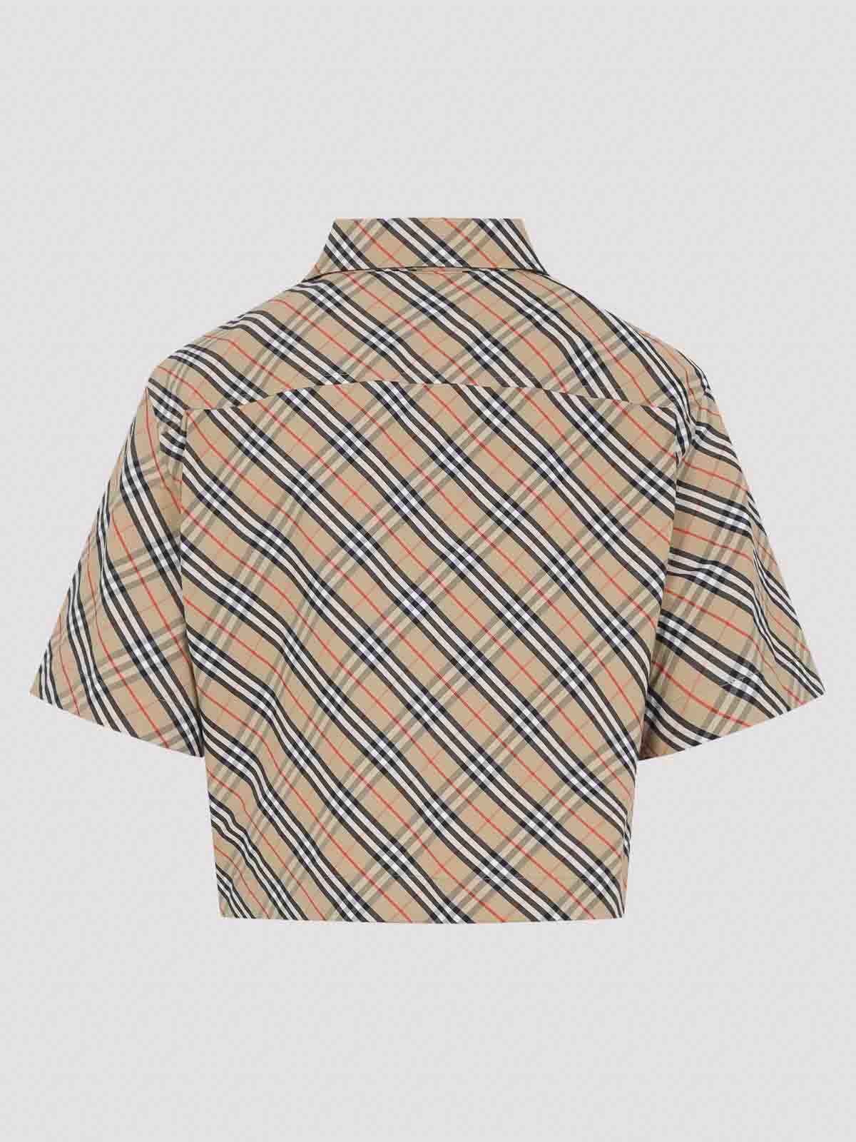 Burberry Vintage Check Cropped Shirt In Brown