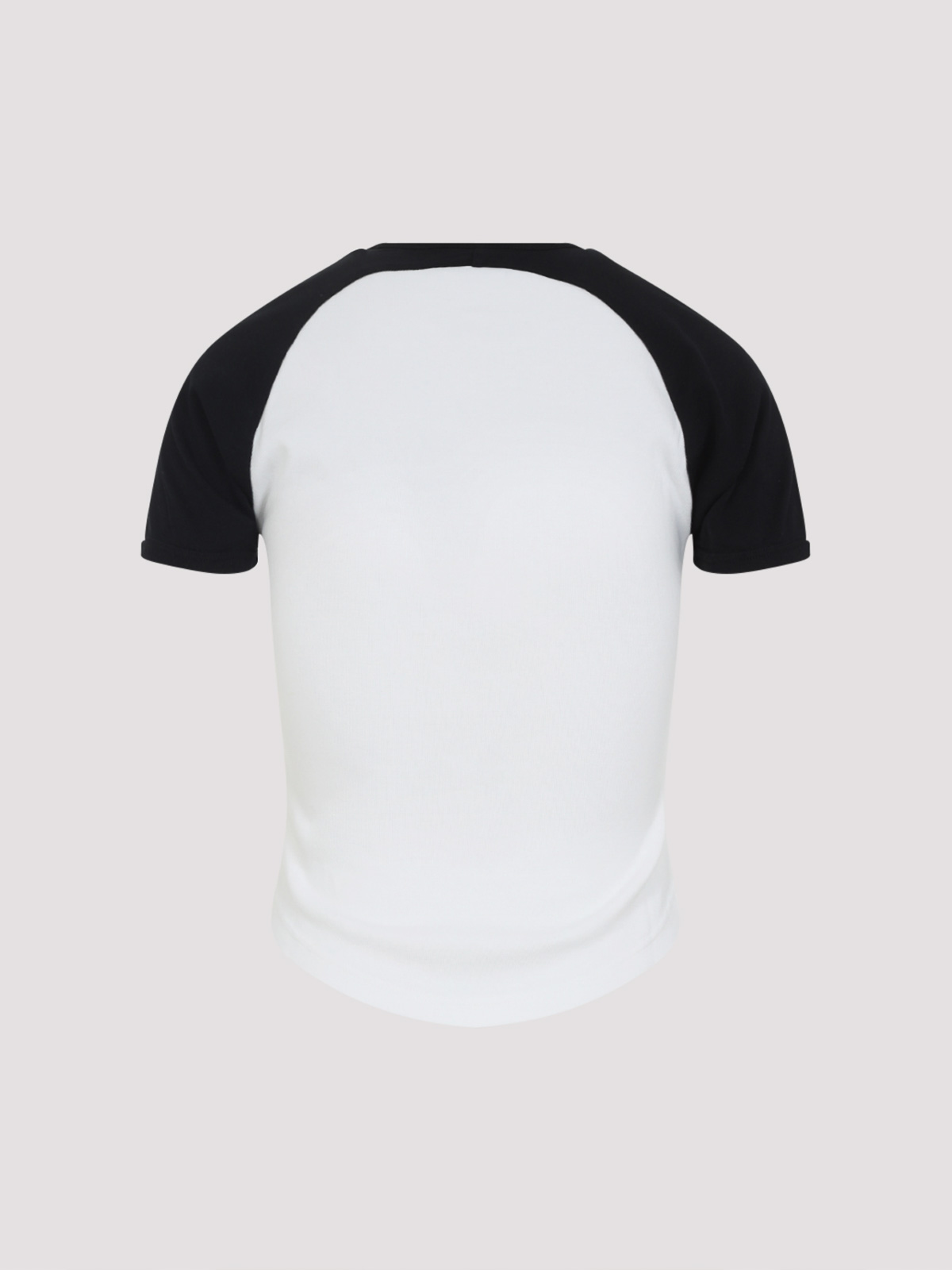 Courrèges Circle Contrast White And Black Cotton T-shirt In White