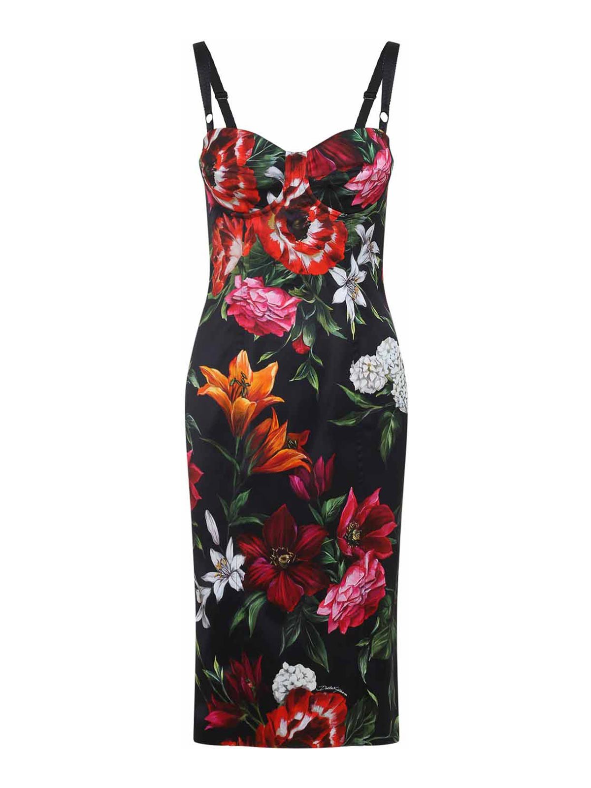 Dolce & Gabbana Women Satin Printed Dress In Multi