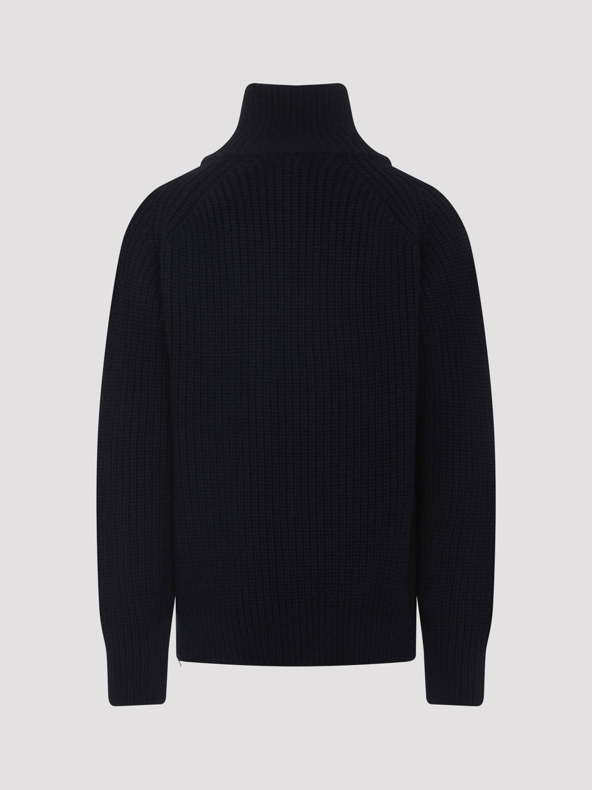 Dries Van Noten Full Zip Turtleneck Sweater With Shoulder Detail In Black