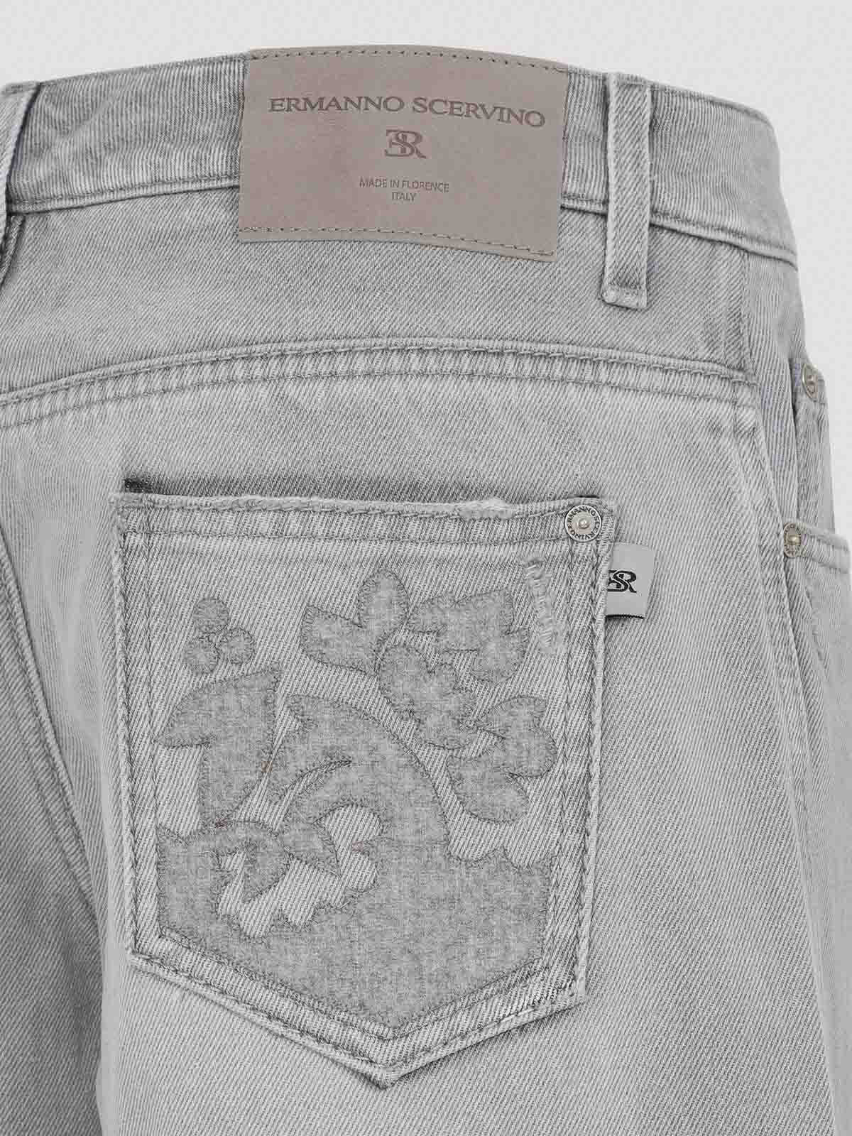 Ermanno Scervino High-waisted Wide-leg Jeans With Embroidered Detailing In Gray