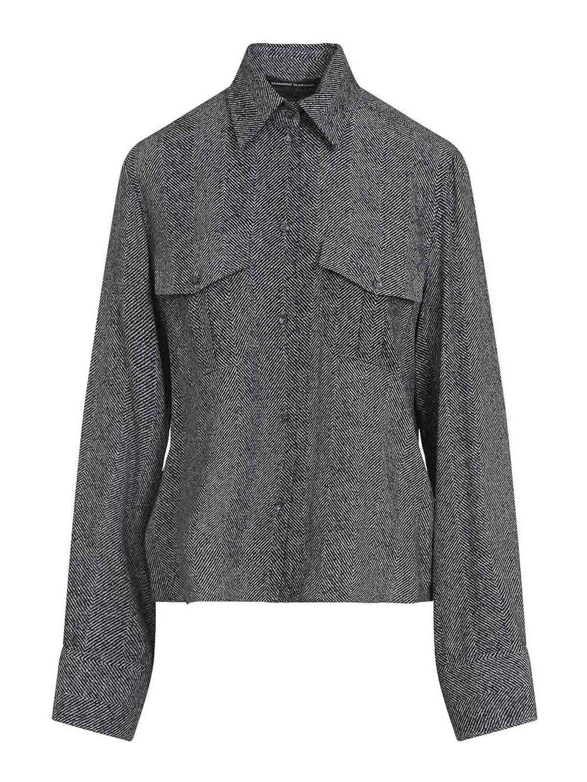 Ermanno Scervino Grey Tailored Shirt With Classic Collar In Gray