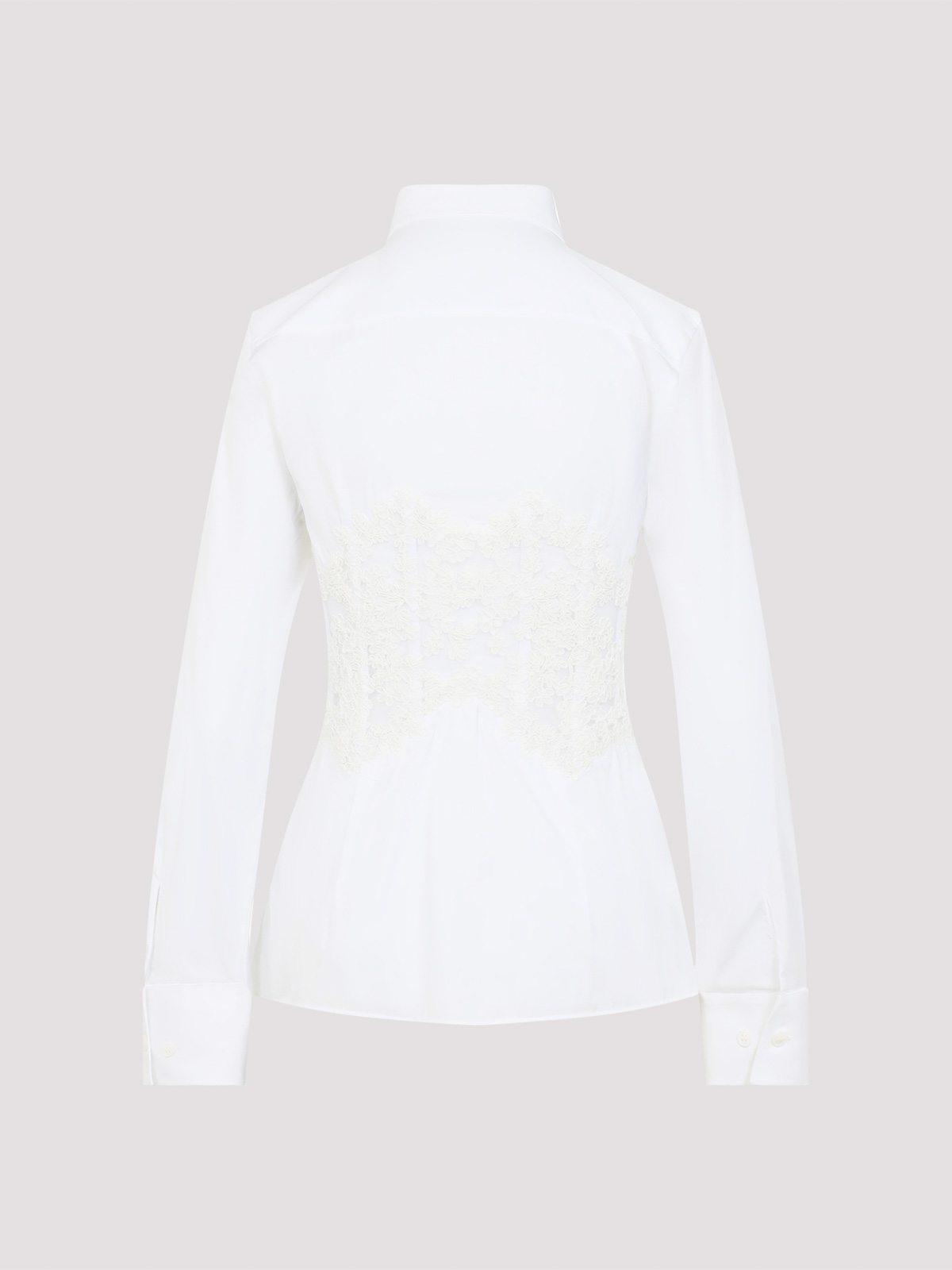 Ermanno Scervino Tailored White Shirt With Lace Overlay In White