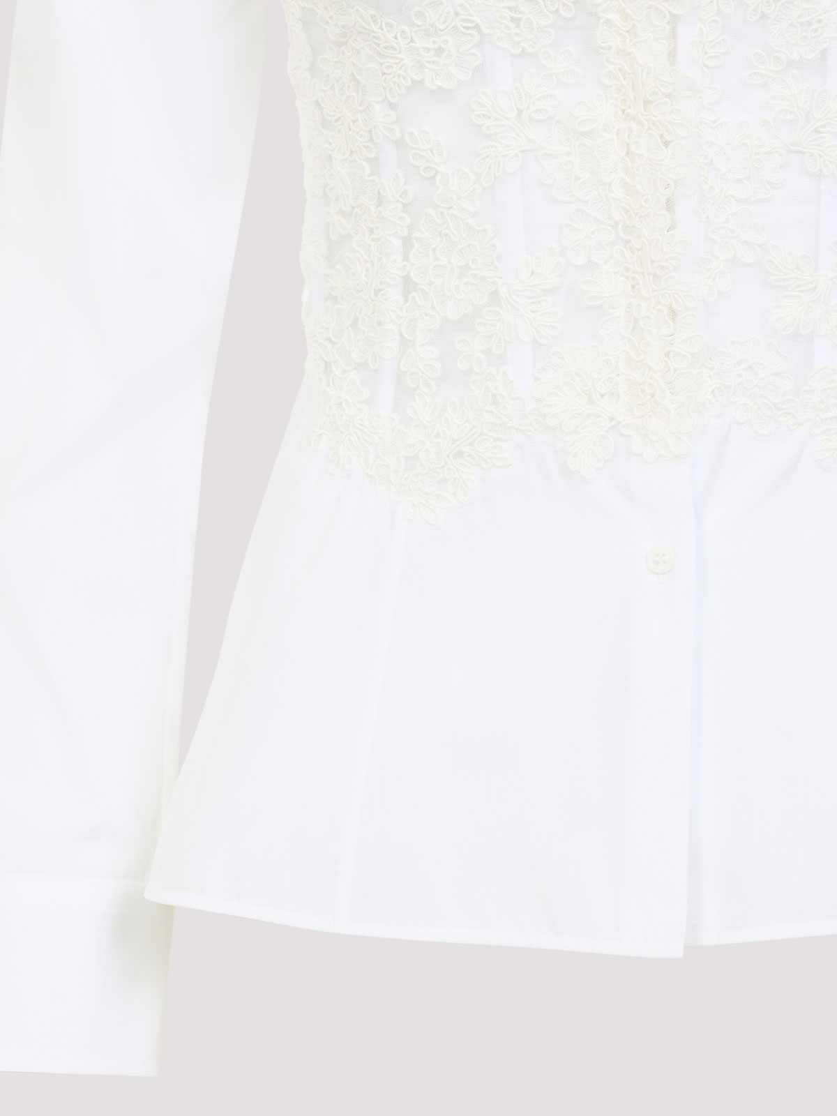 Ermanno Scervino Tailored White Shirt With Lace Overlay In White