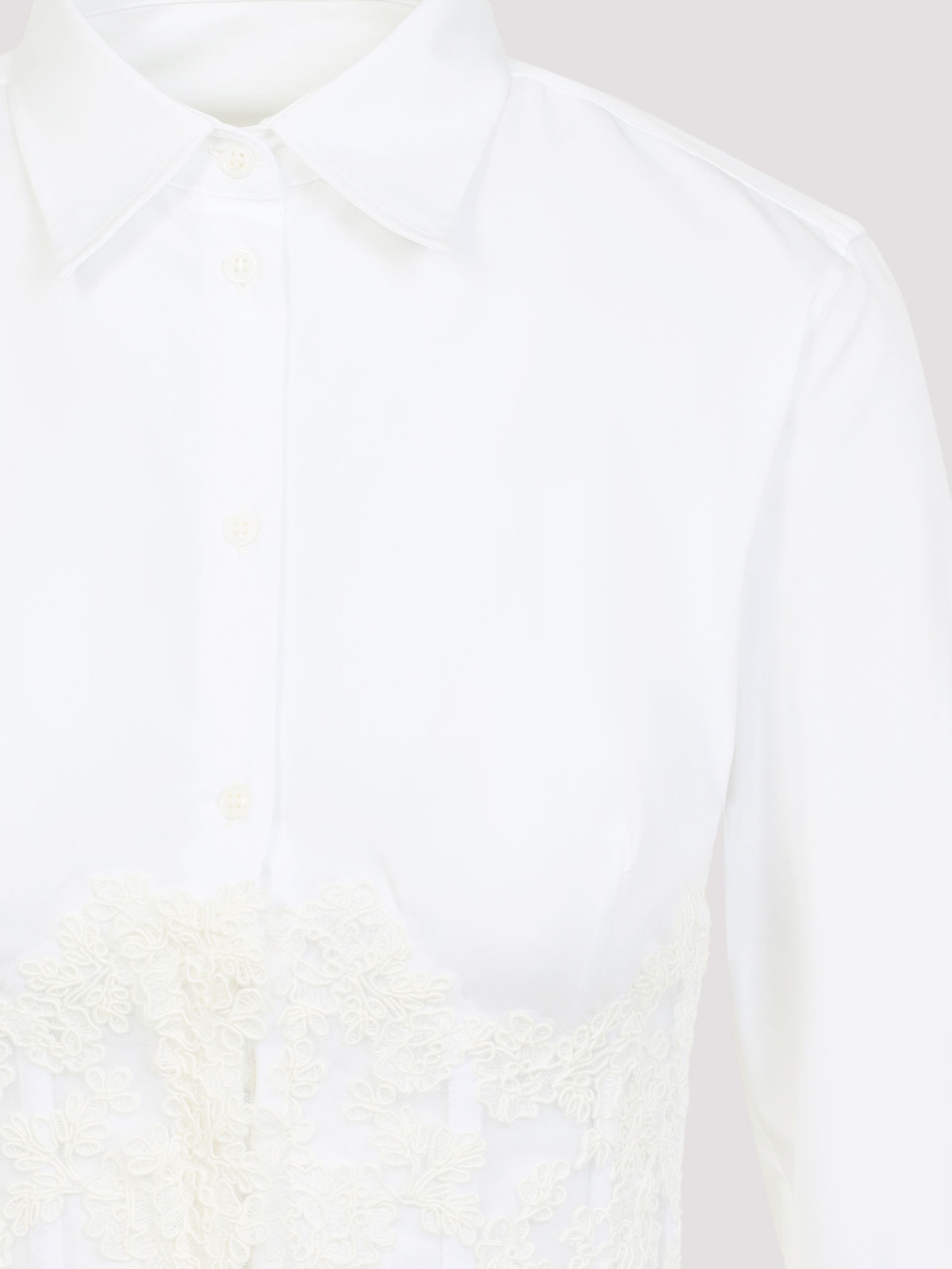 Ermanno Scervino Tailored White Shirt With Lace Overlay In White