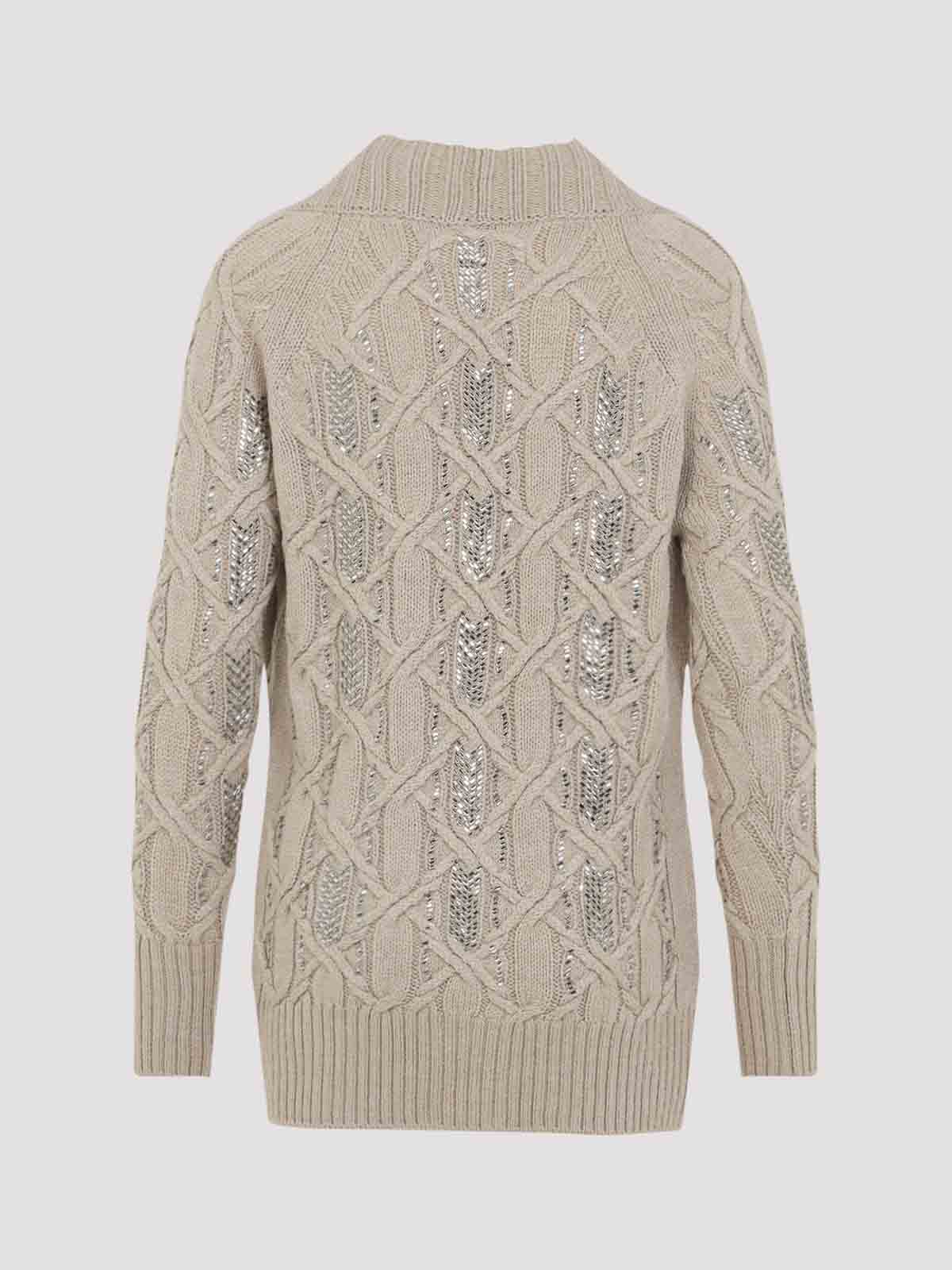 Ermanno Scervino Crystal-embellished Cable-knit Cardigan In Gray