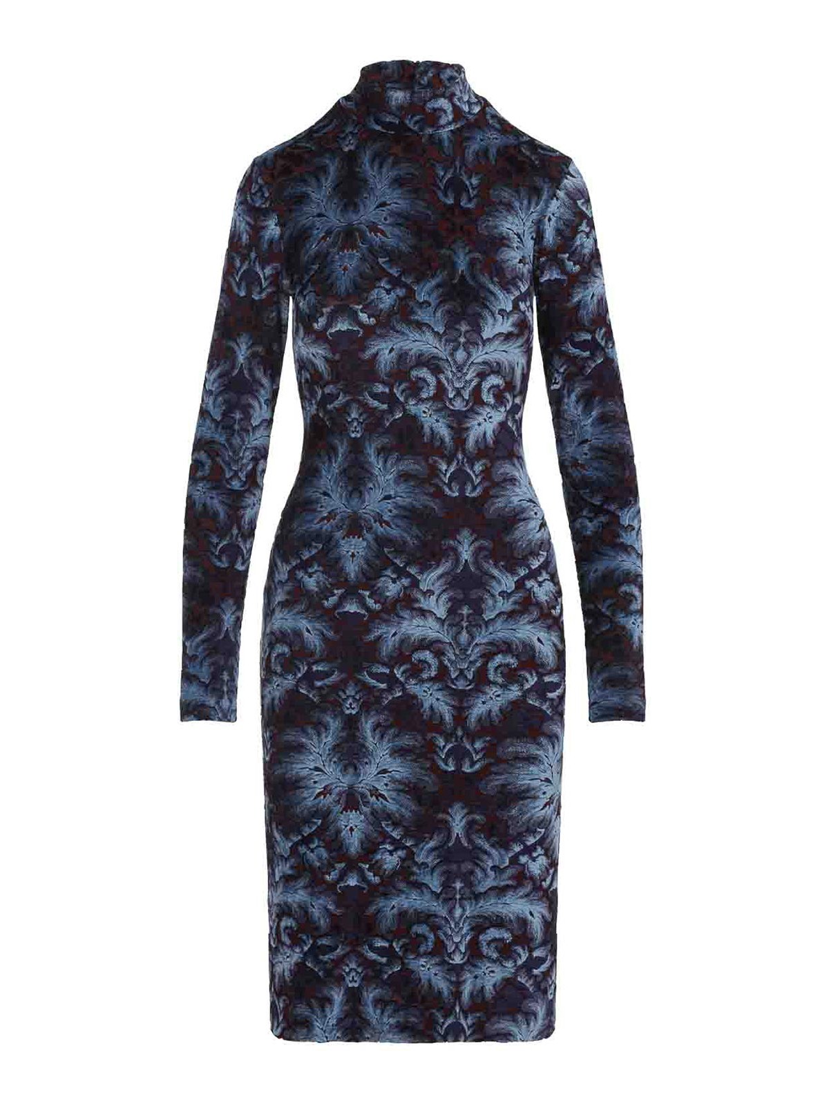 Etro All-over Pattern High-neck Midi Dress In Multi