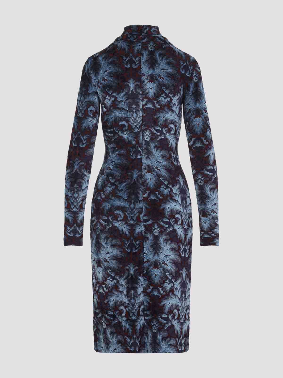 Etro All-over Pattern High-neck Midi Dress In Multi