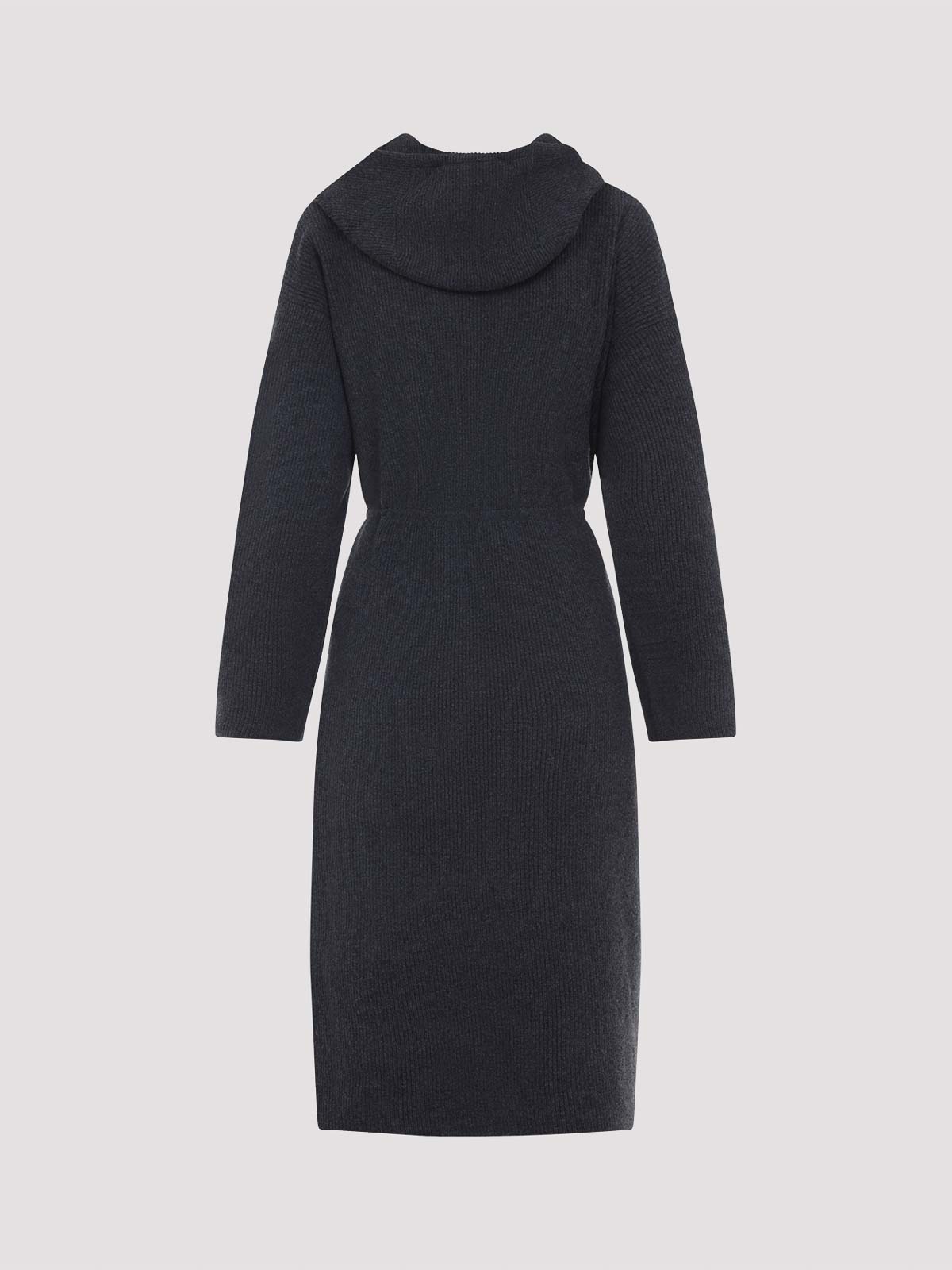 Fabiana Filippi Hooded Ankle-length Dress With Ribbed Silk Blend In Blue