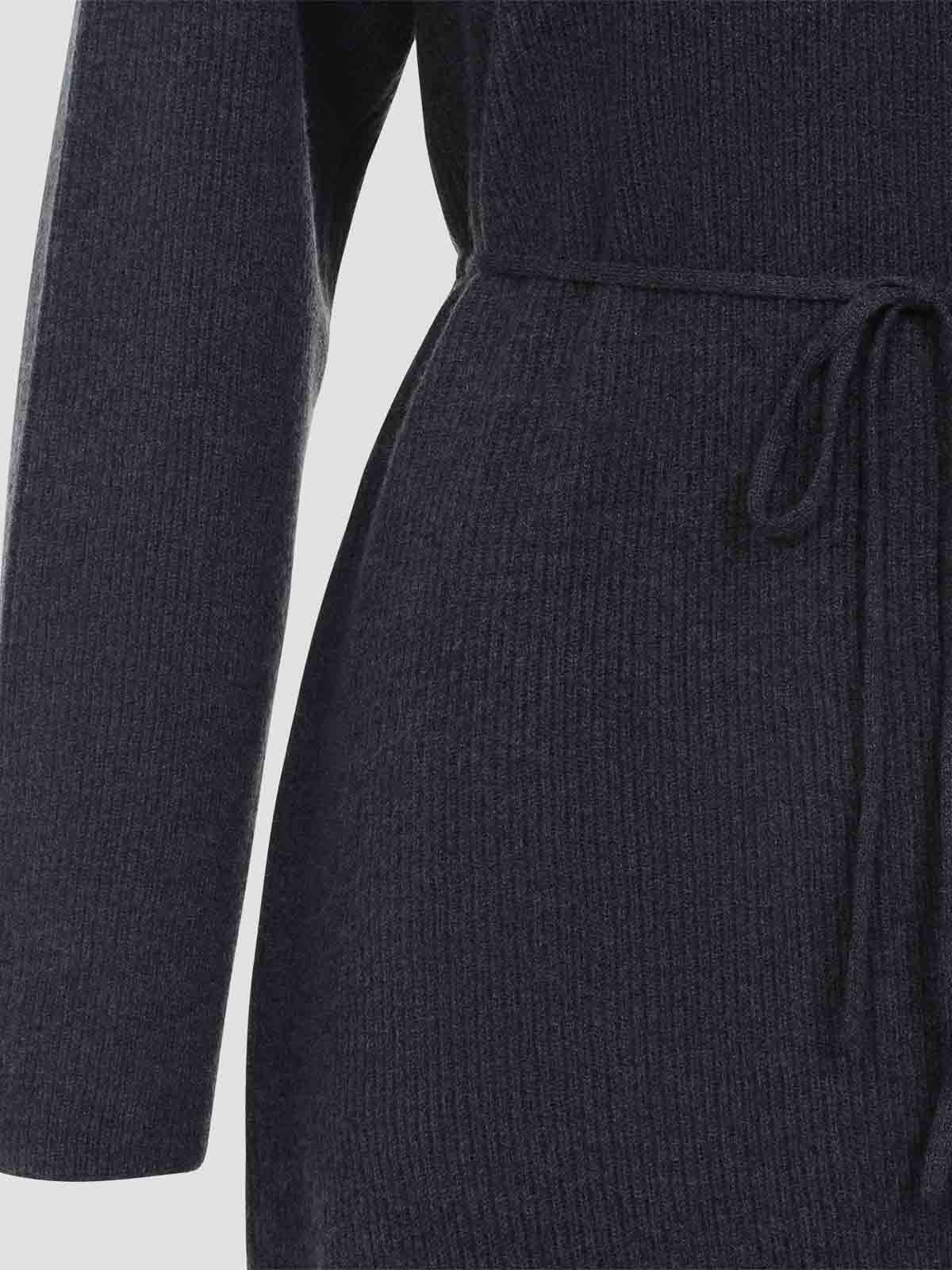Fabiana Filippi Hooded Ankle-length Dress With Ribbed Silk Blend In Blue