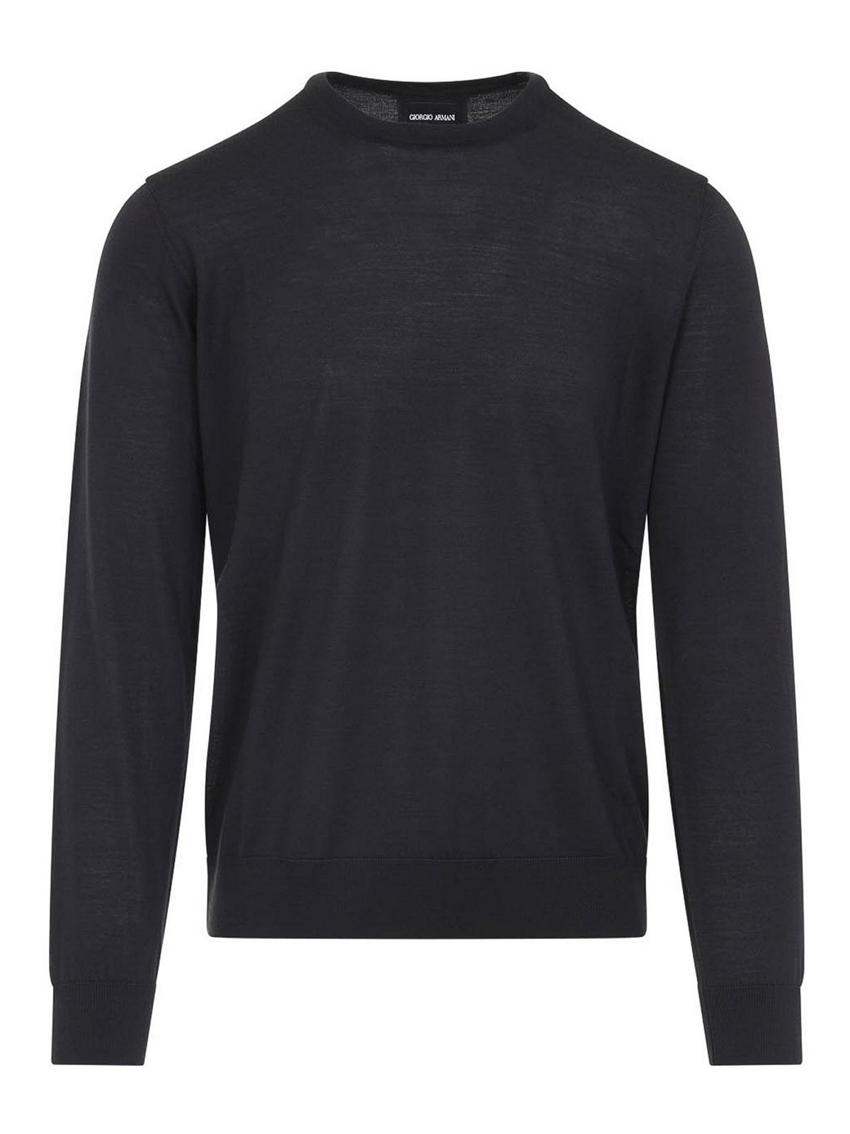 Giorgio Armani Crew Neck Sweater In Virgin Wool In Black