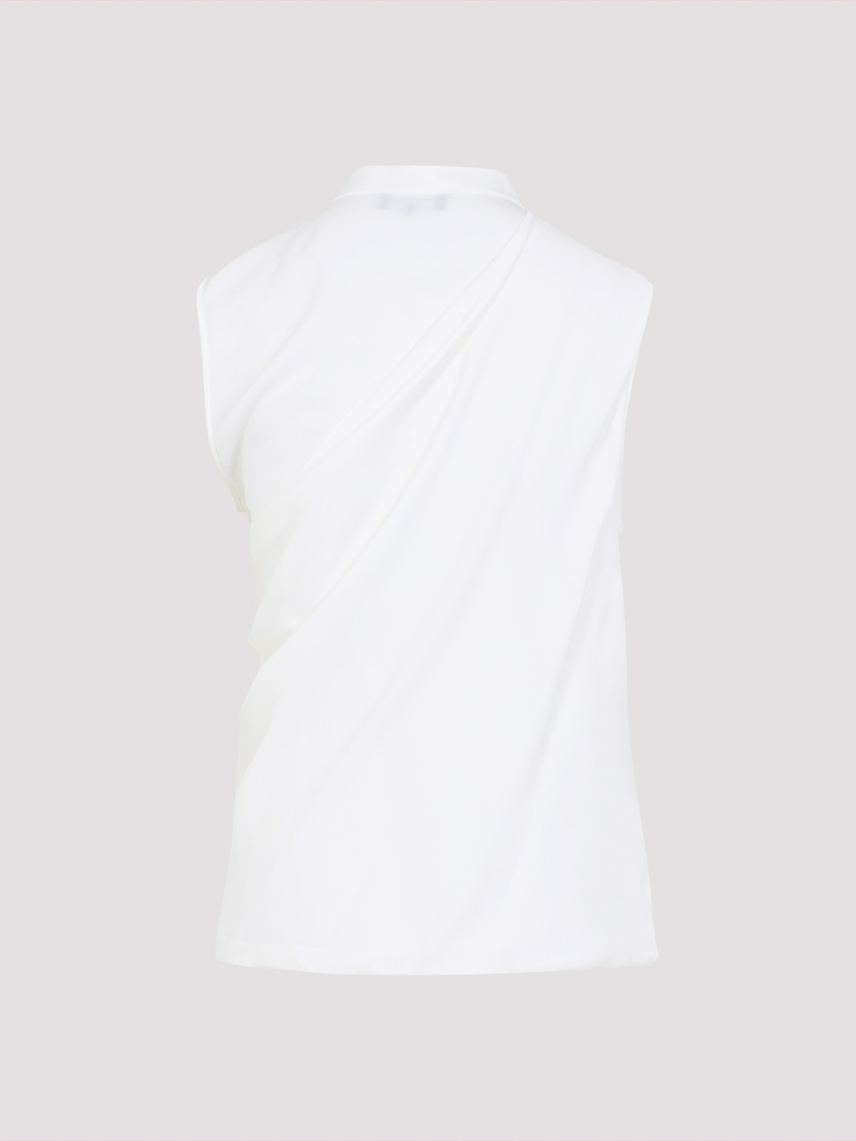 Giorgio Armani Draped Silk Shirt With High Collar In White