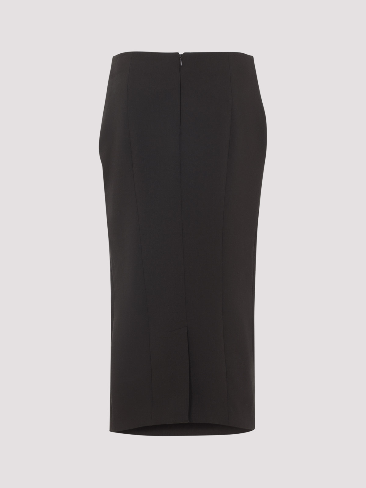 Giorgio Armani Dark Brown Stretch Wool Skirt In Black