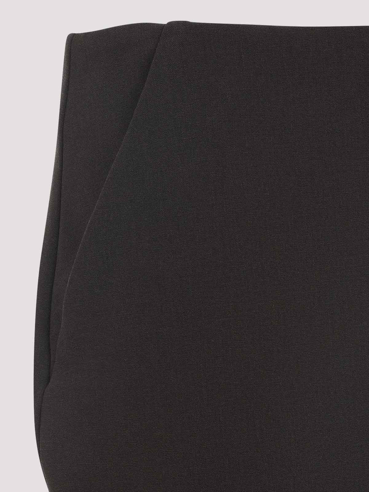 Giorgio Armani Dark Brown Stretch Wool Skirt In Black