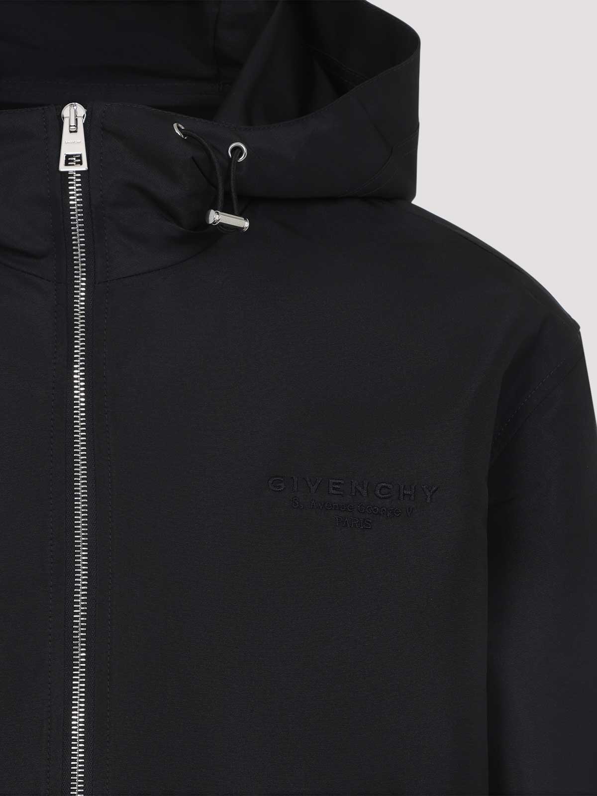 Givenchy Drawstring Hooded Windbreaker Jacket In Black
