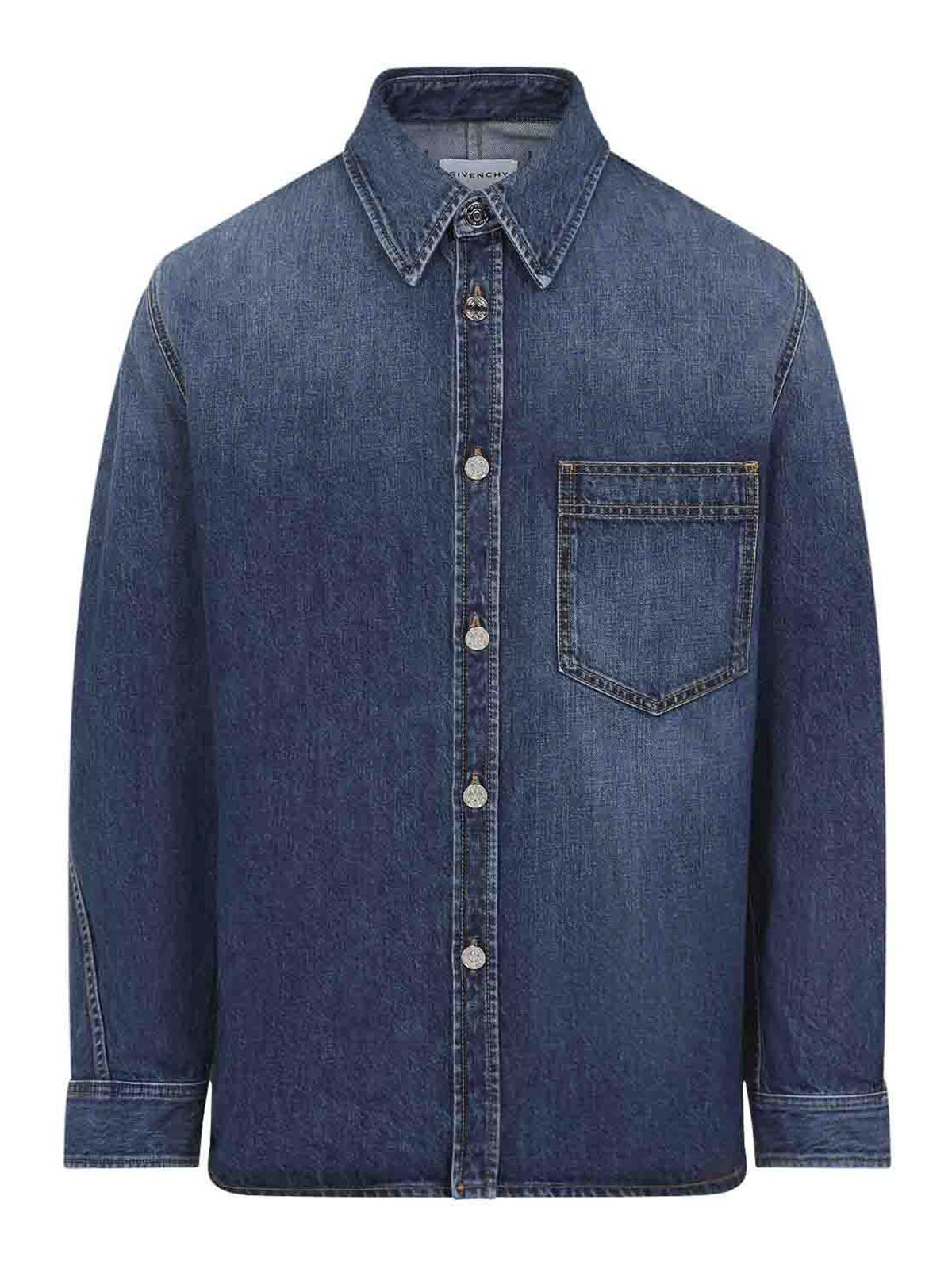 Givenchy Men Overshirt Denim Shirt In Blue