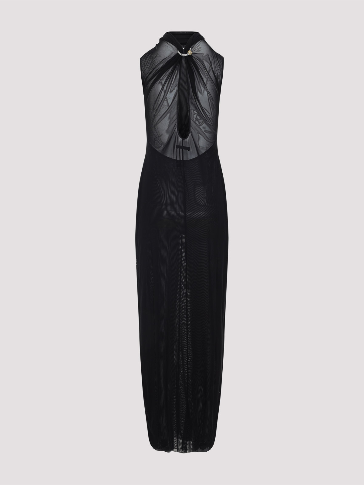 Jean Paul Gaultier Mesh Long Dress With Sequins In Black