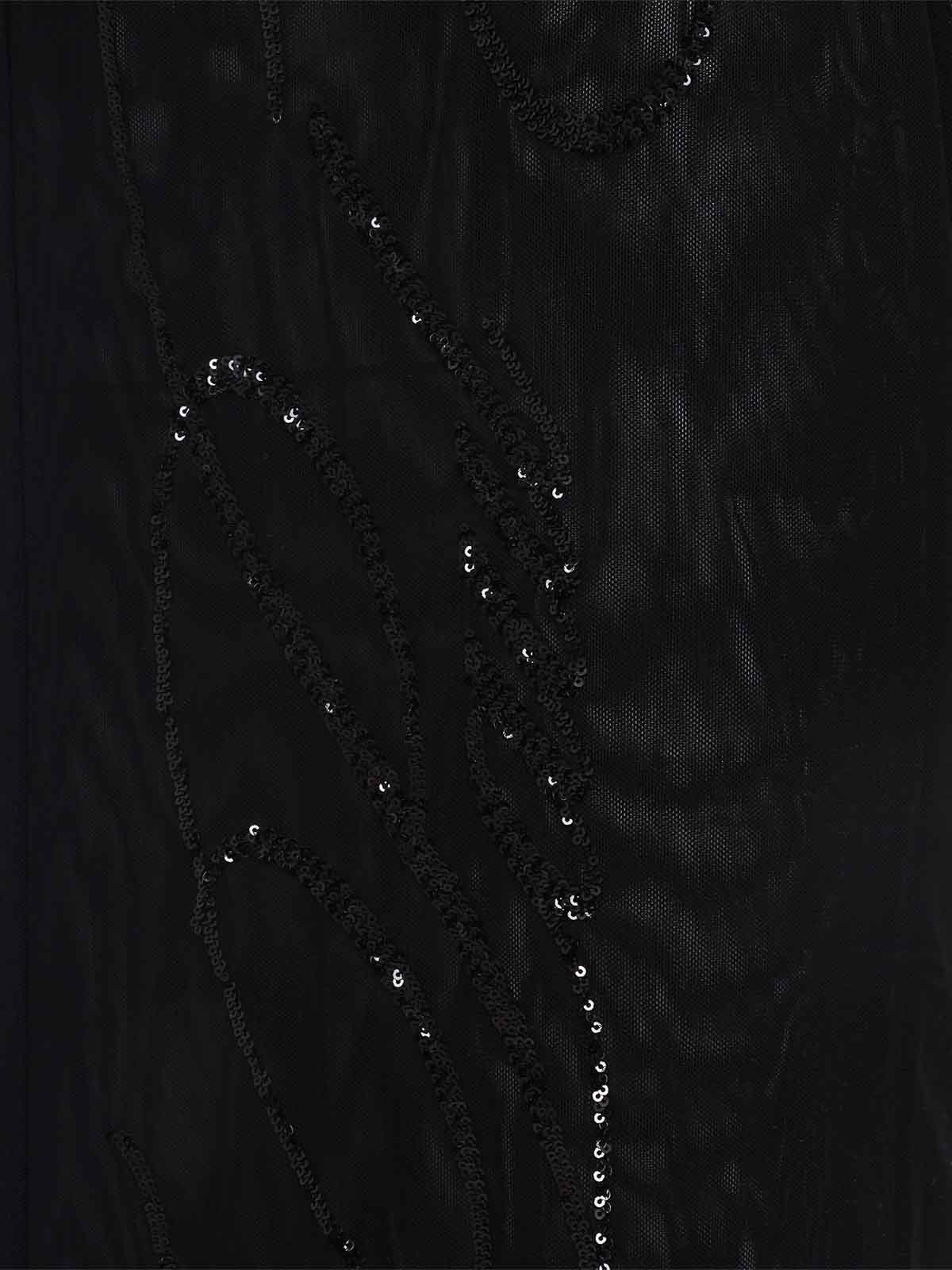 Jean Paul Gaultier Mesh Long Dress With Sequins In Black