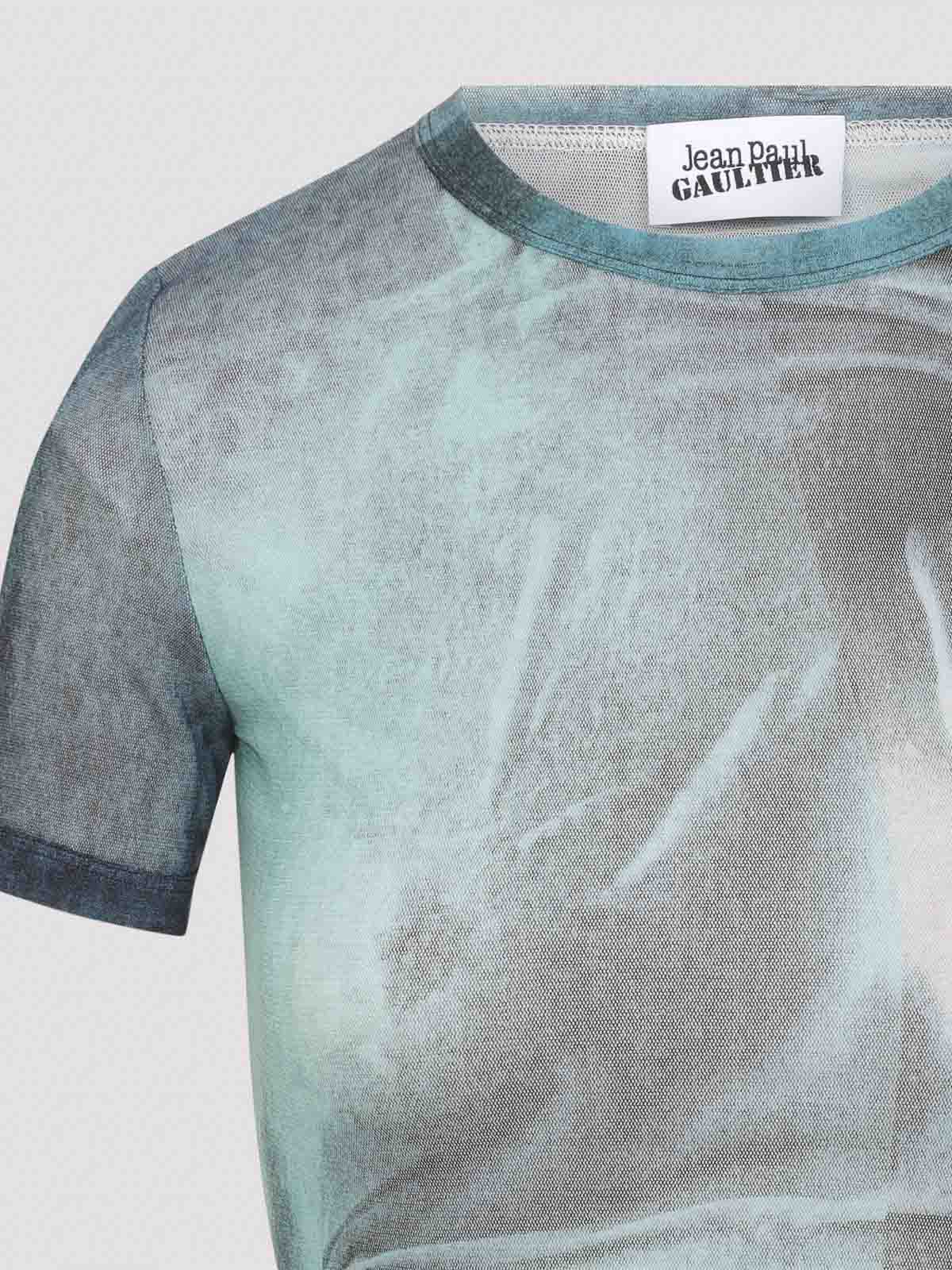 Jean Paul Gaultier Mesh Baby T-shirt Water Print In Blue