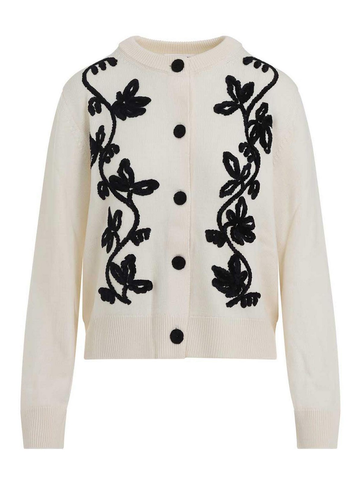 Jil Sander Long Sleeves Cardigan Velvet Embroidery In Neutral