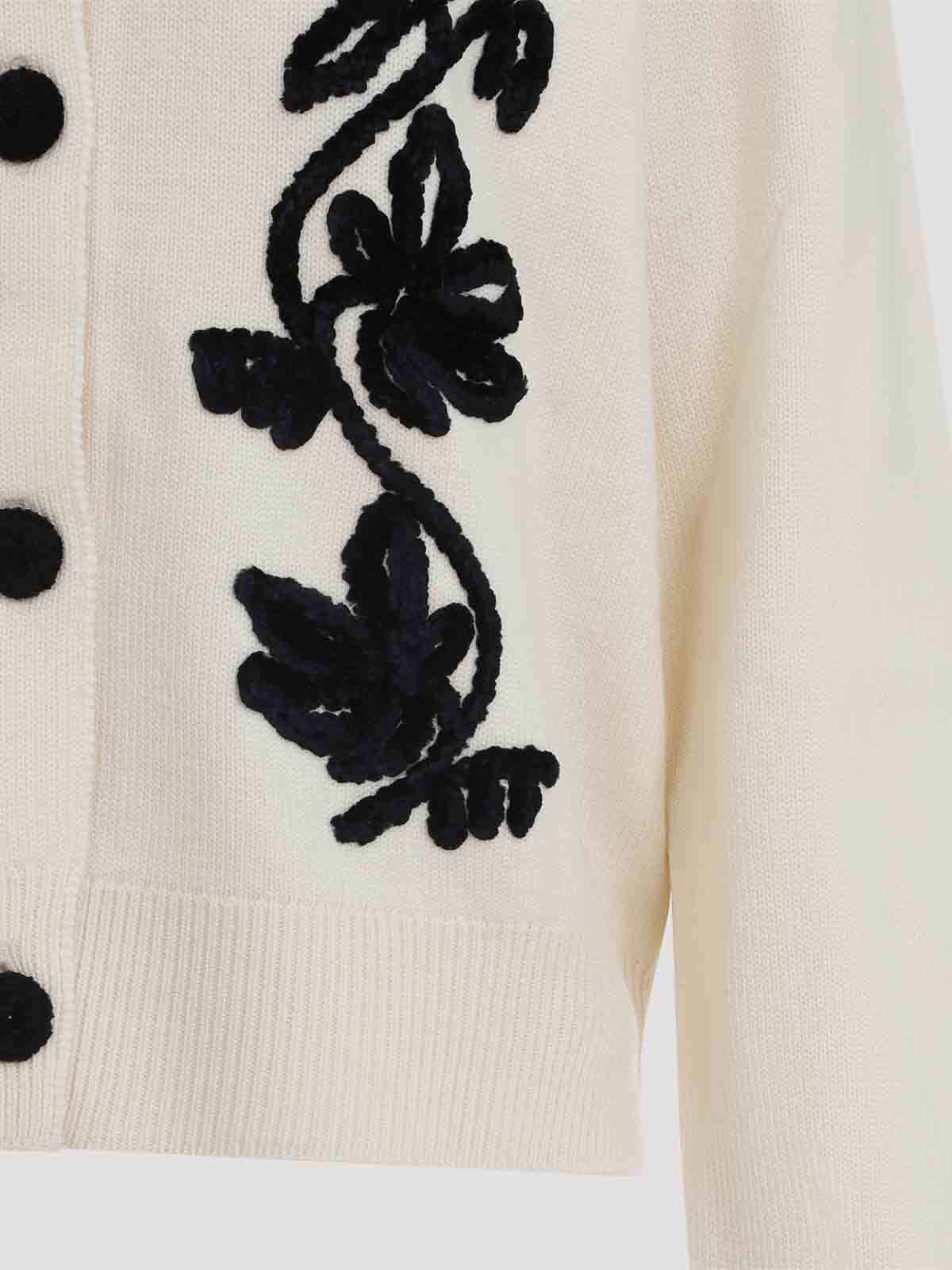 Jil Sander Long Sleeves Cardigan Velvet Embroidery In Neutral