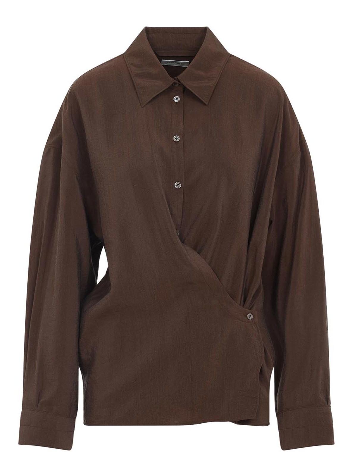 Lemaire Straight Collar Twisted Cotton Shirt In Black
